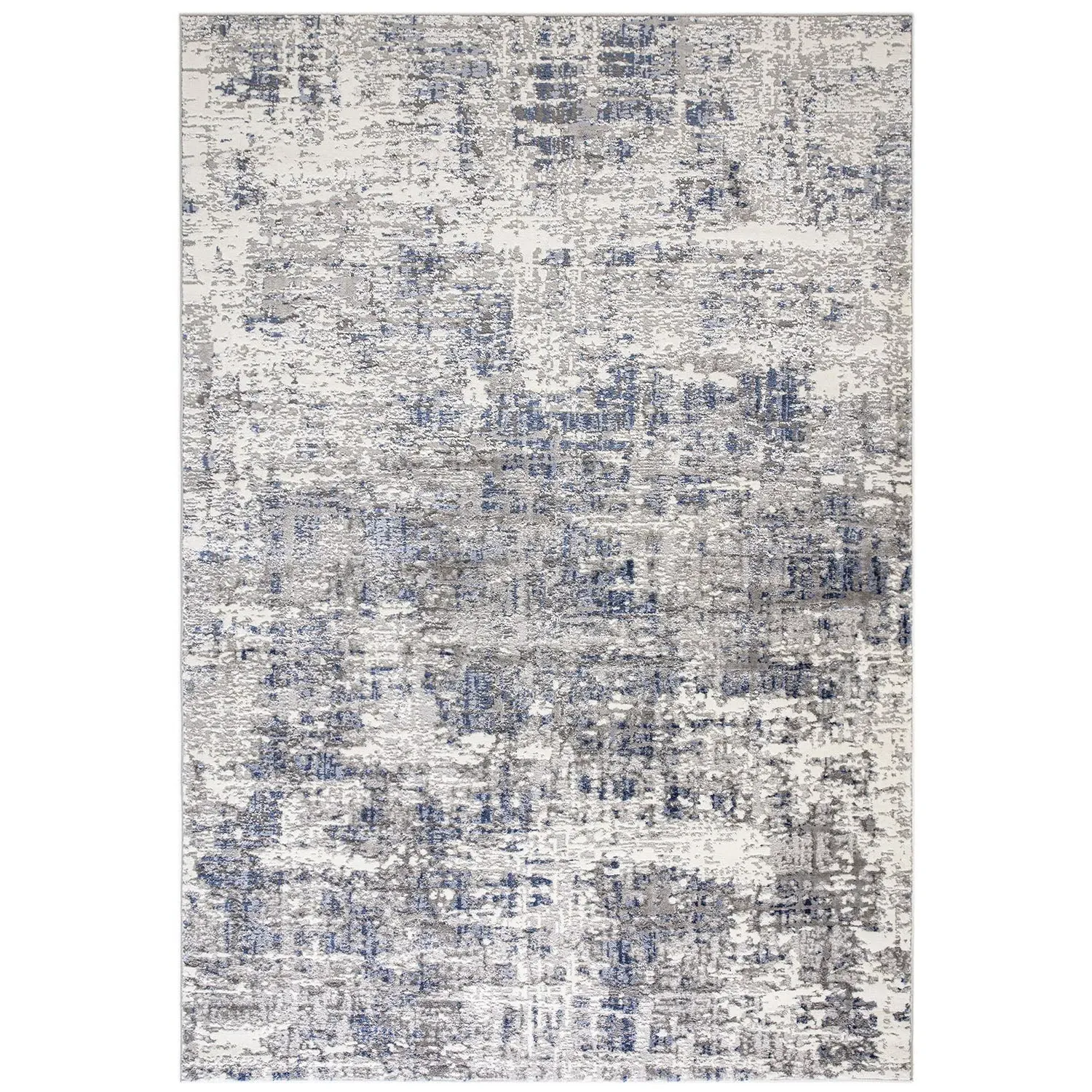 Abstract Rug with Geometric Design - Blue