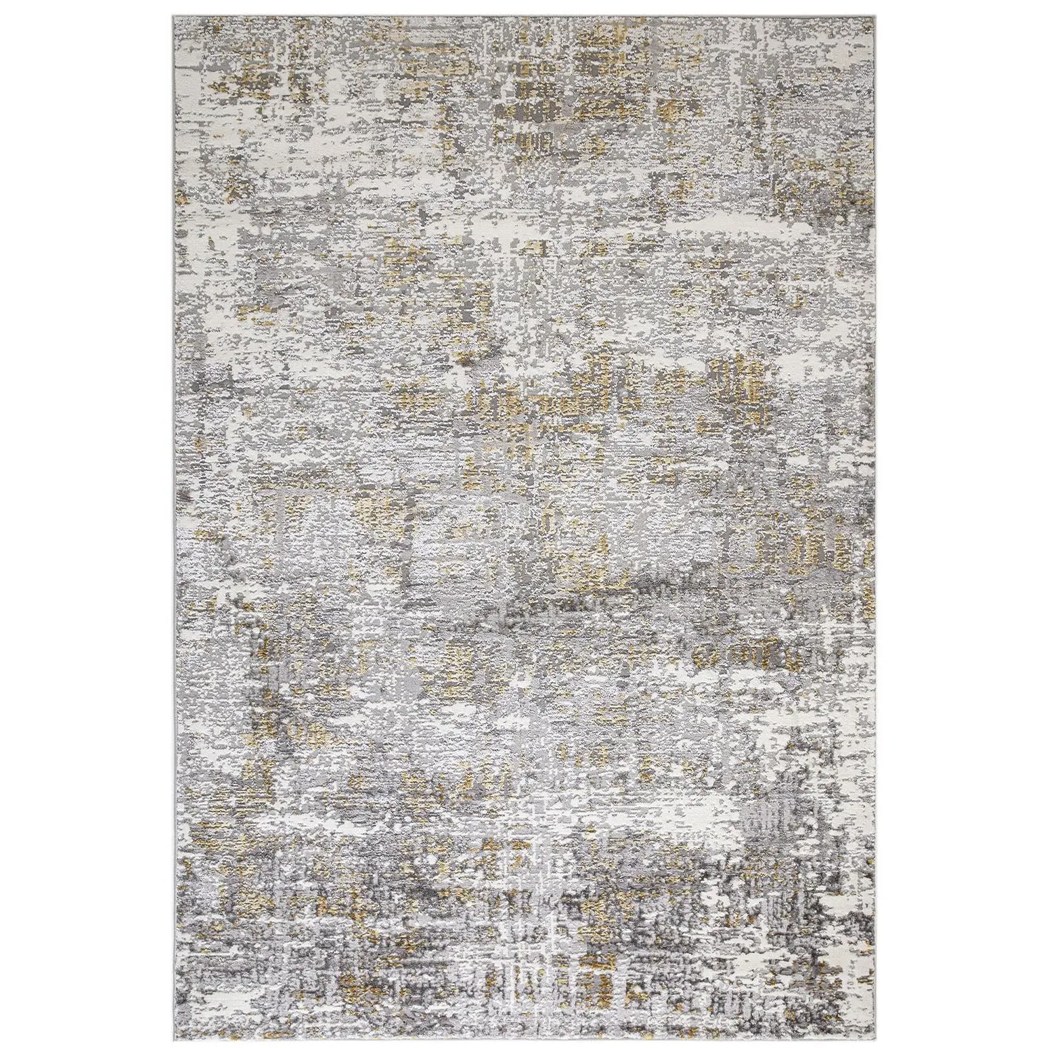 Abstract Rug with Geometric Design - Gold