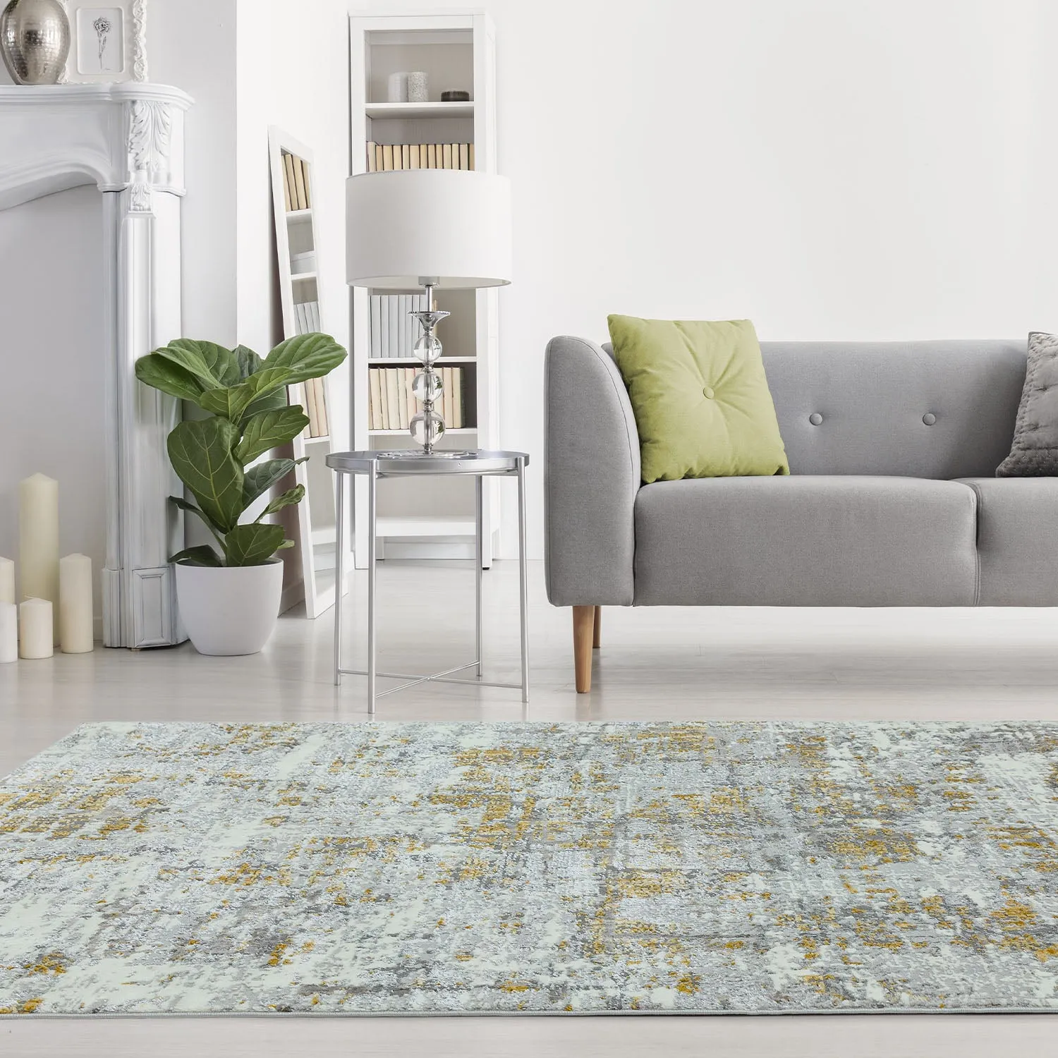 Abstract Rug with Geometric Design - Gold image