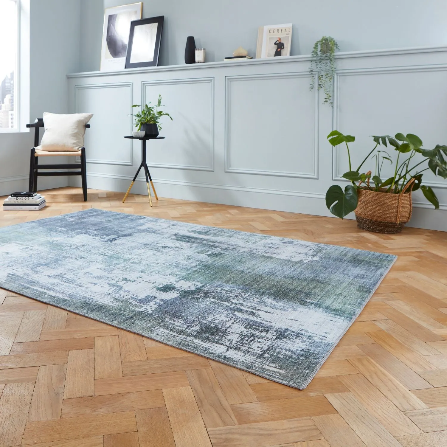 Abstract Rug with Printed Design - Grey, Polyester image