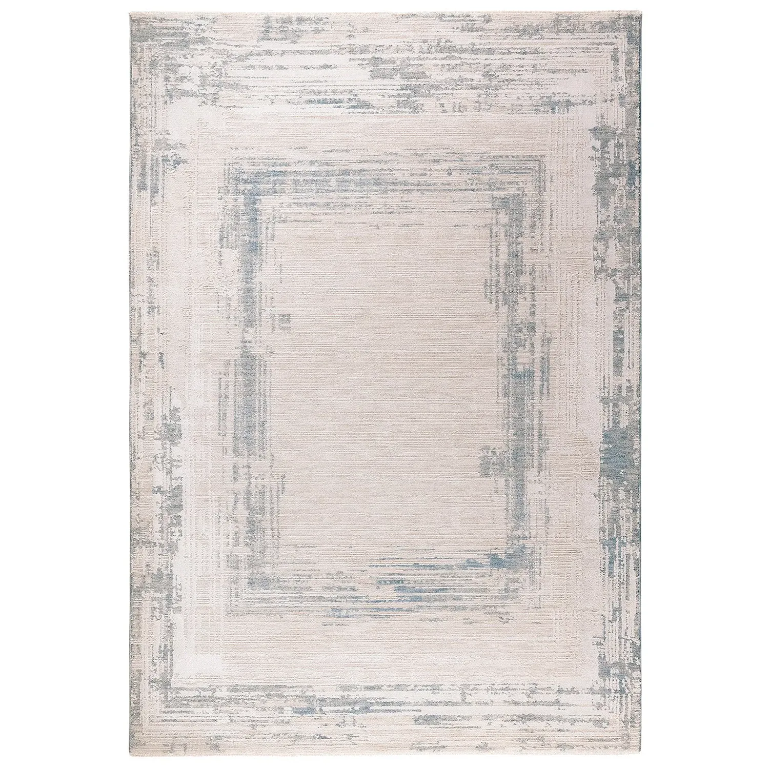 Abstract Rug with Raised Pile - Blue