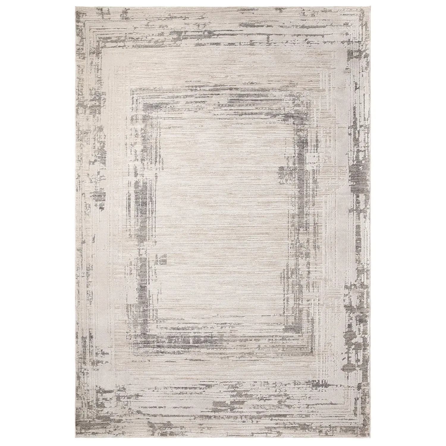 Abstract Rug with Raised Pile - Grey