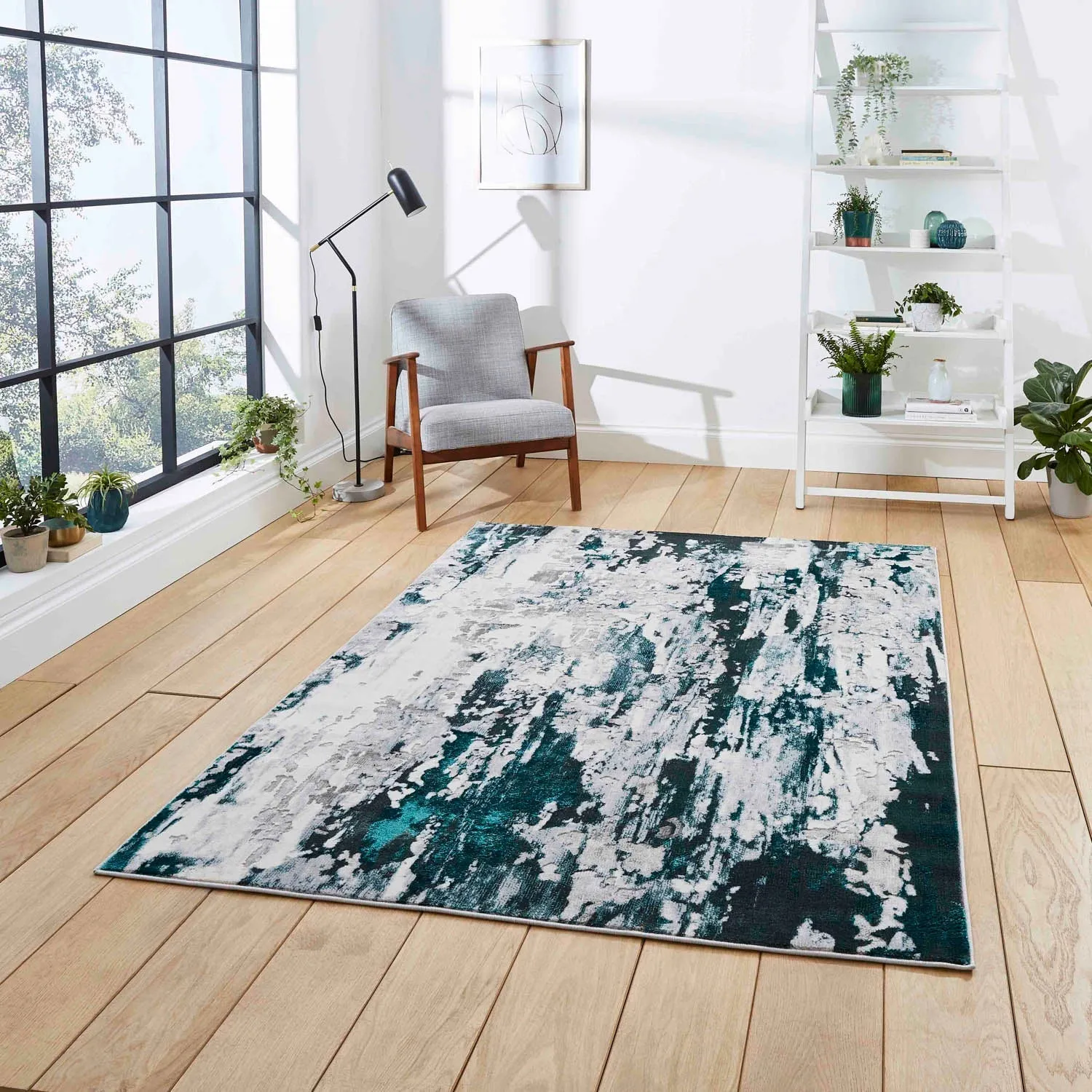 Abstract Rug with Soft Pile - Grey, Polypropylene