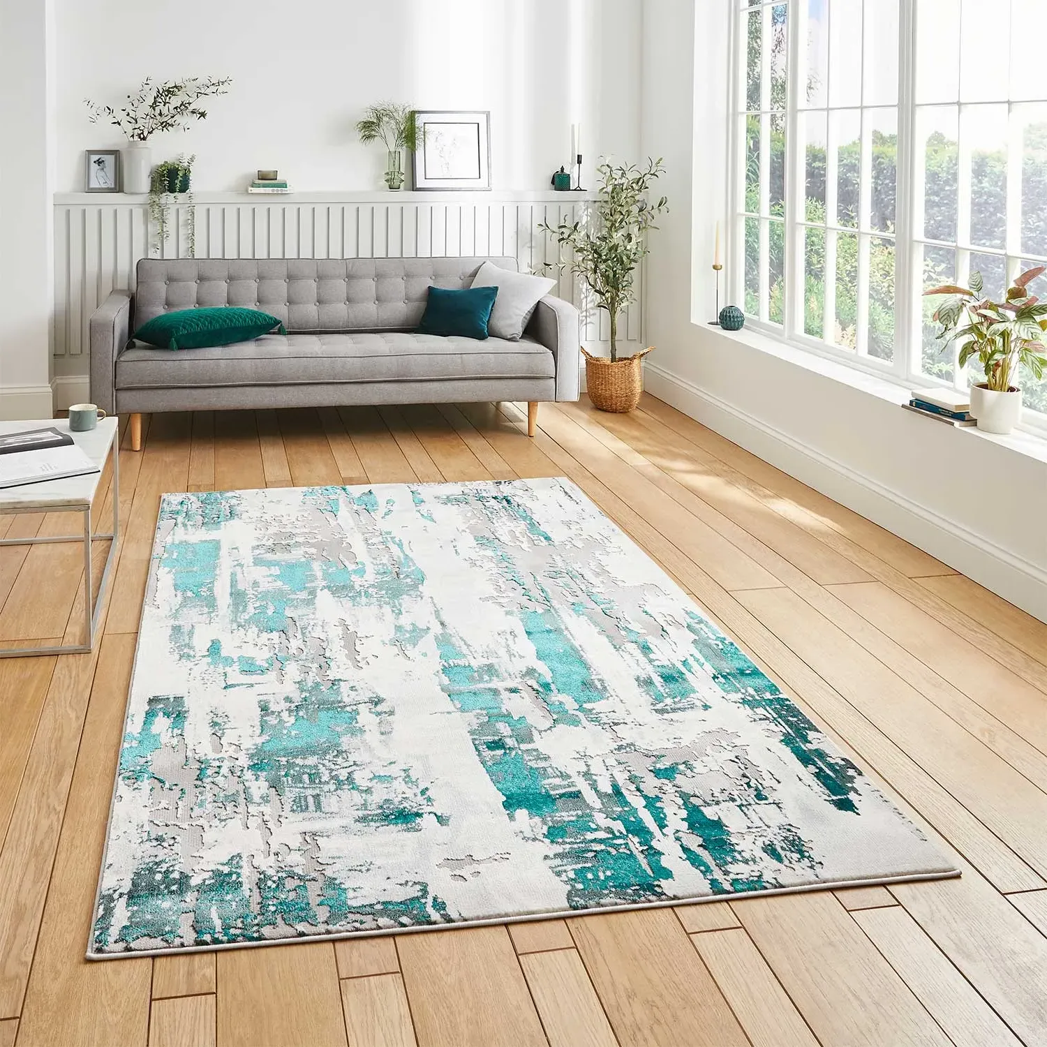 Abstract Rug with Soft Pile - Grey, Polypropylene