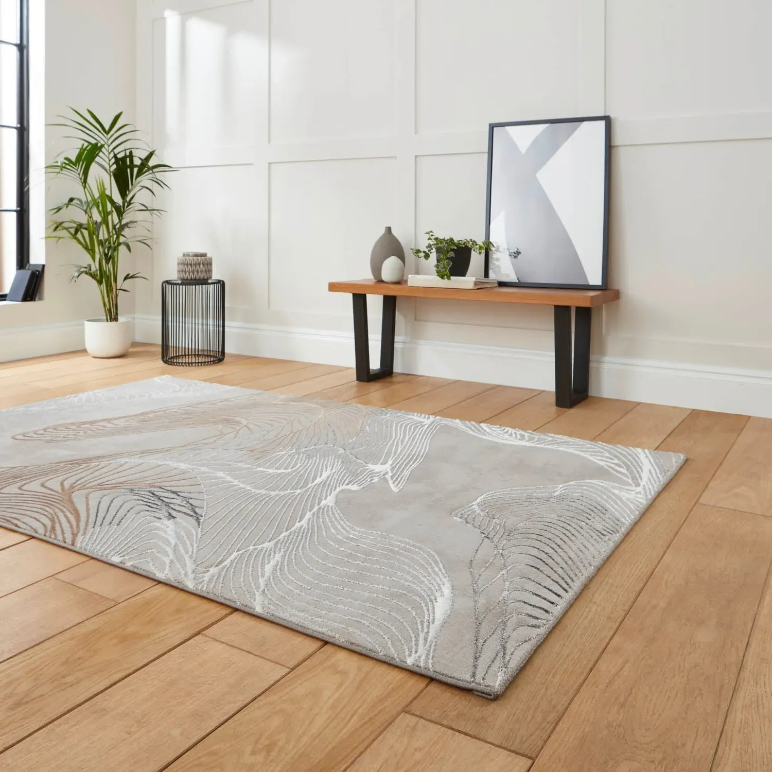 Abstract Swirl Rug - Grey, Polypropylene