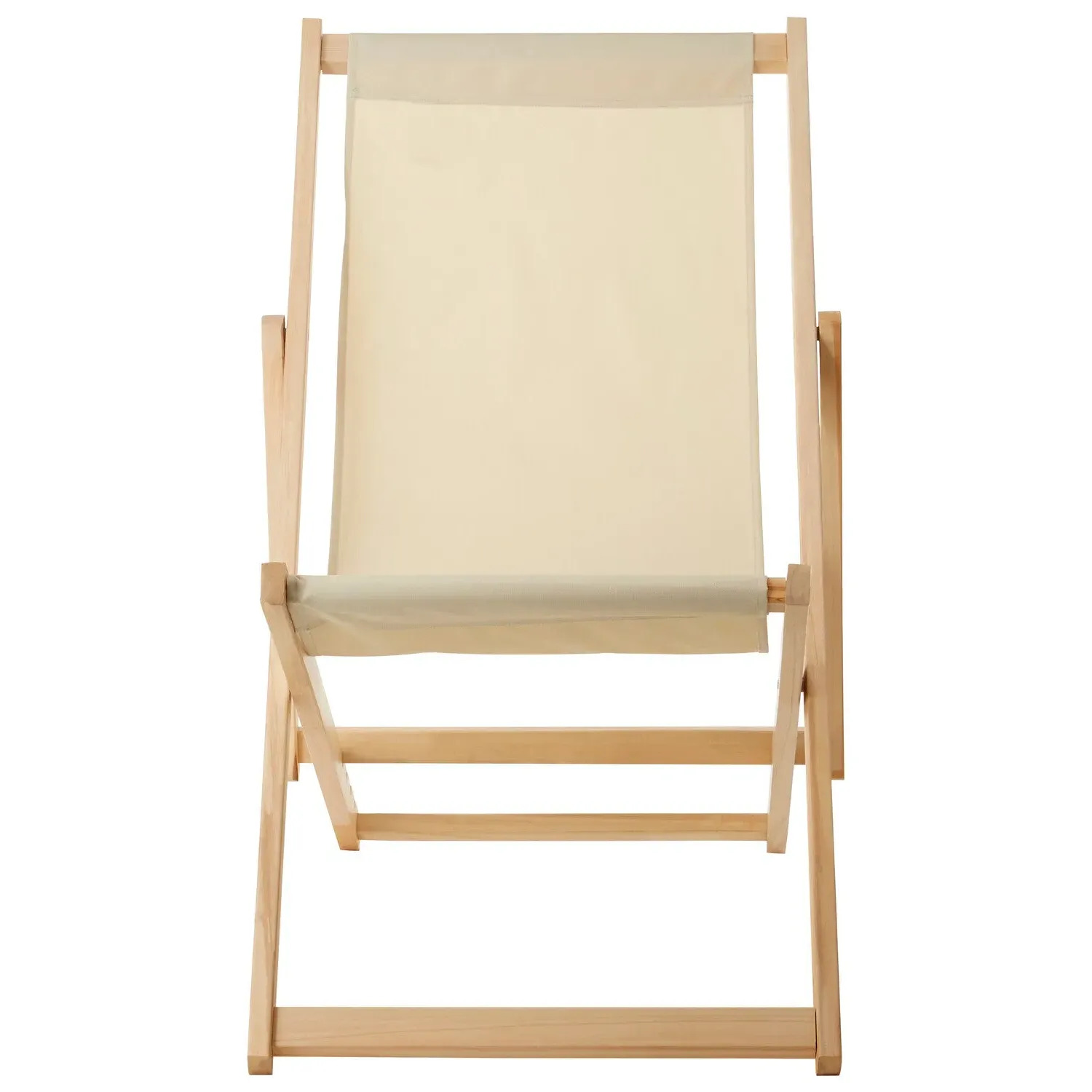 Adjustable Deck Chair - Cream, Hardwood