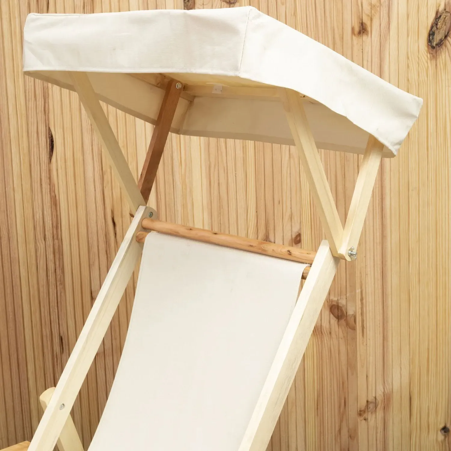 Adjustable Lounger with Backrest - Cream, Fabric