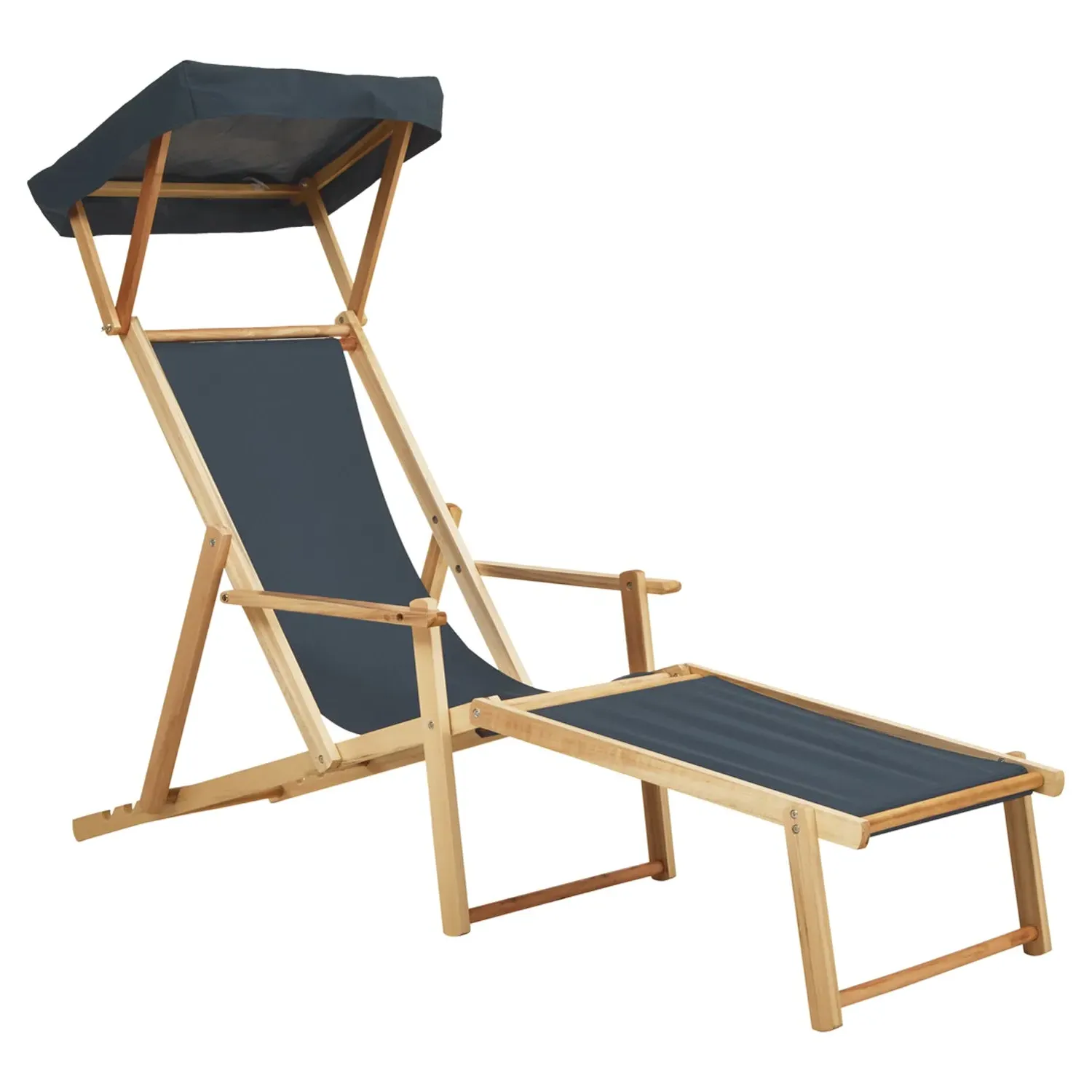 Adjustable Lounger with Backrest - Khaki, Fabric