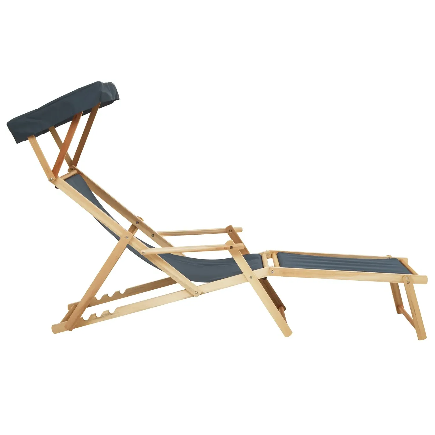 Adjustable Lounger with Backrest - Khaki, Fabric