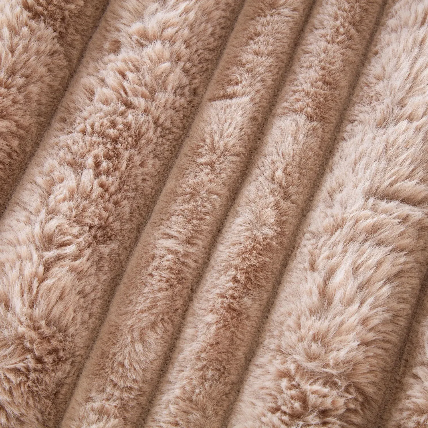 Alaska Faux Fur Ribbed Throw - Mink by Julian Charles, alternate view