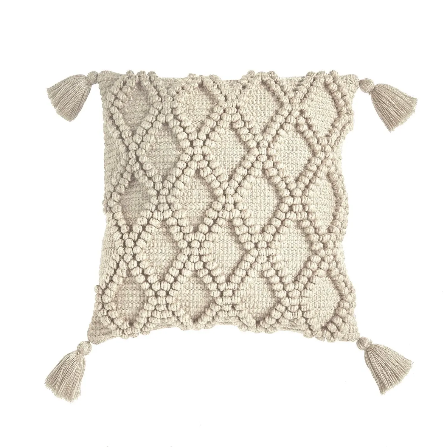 Alda Square Outdoor Cushion with Tassel Detail - Natural alternate view