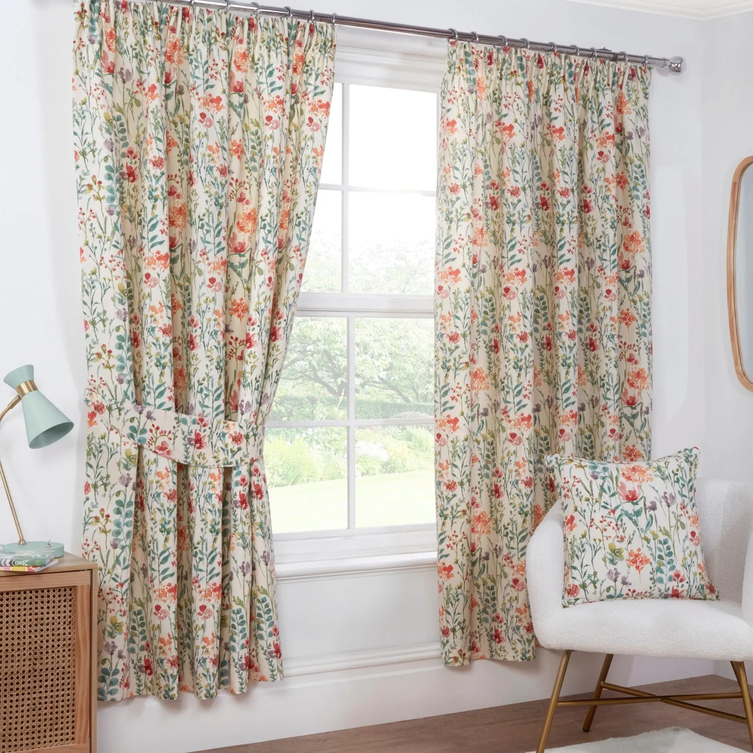 Amaryllis Floral Pencil Pleat Curtains - Multi, W117 x L137cm product