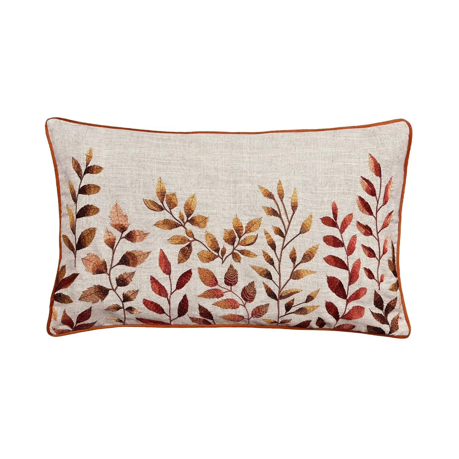 Amber Embroidered Boudoir Cushion - Natural, Linen by Julian Charles