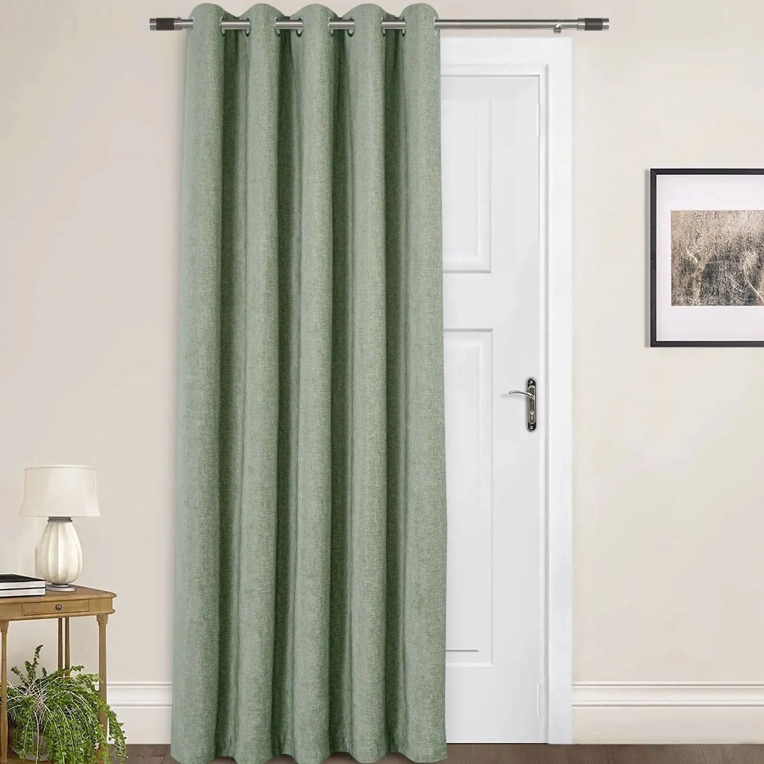 Amberley Door Curtain Thermal - Sage, Chenille by Julian Charles