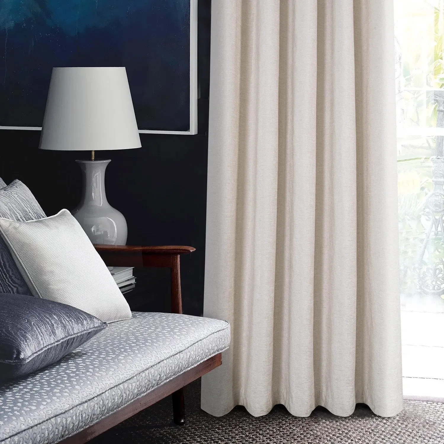 Thermal Eyelet Curtains - Natural, Chenille alternate view
