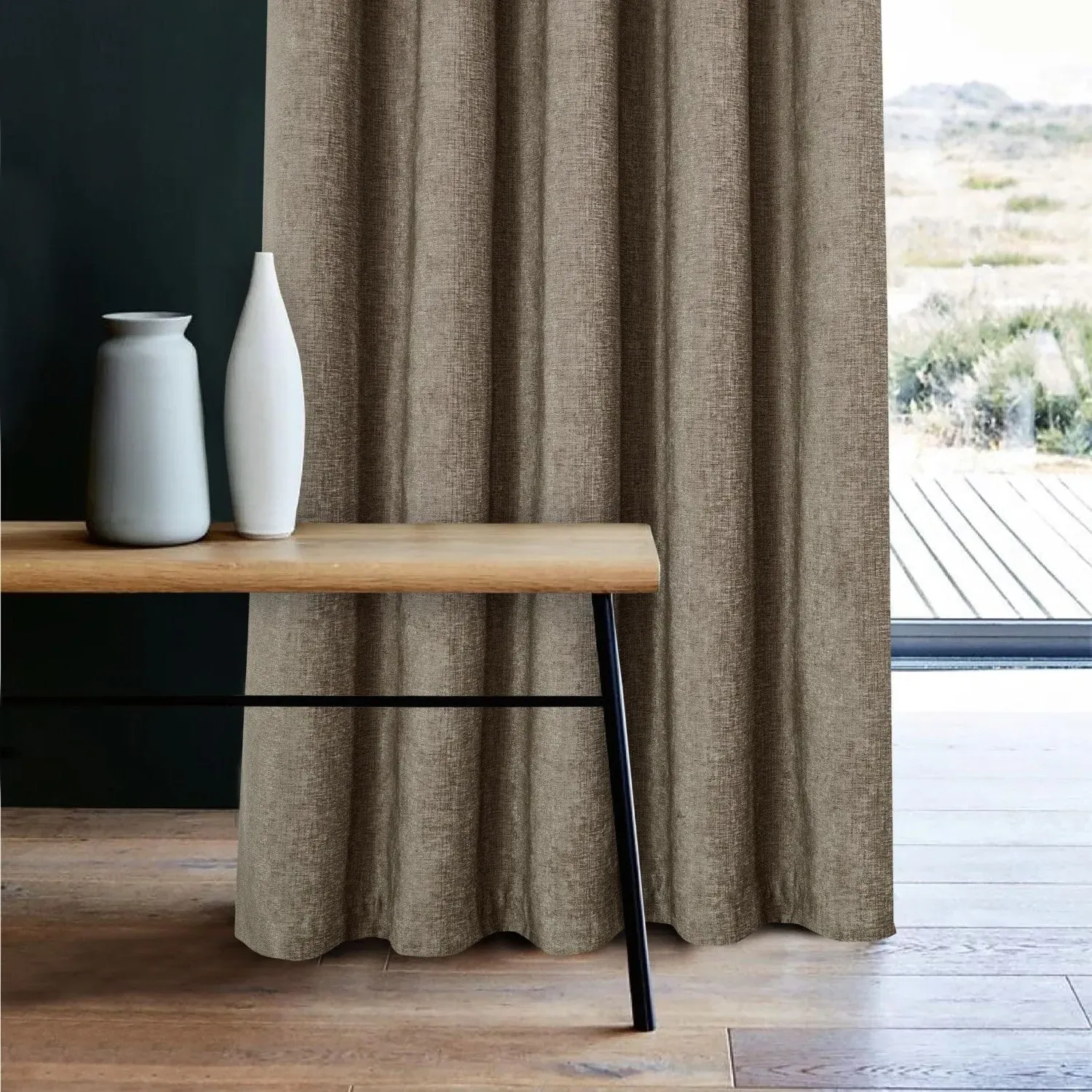 Amberley Thermal Eyelet Curtains - Natural, Chenille by Julian Charles, image 2