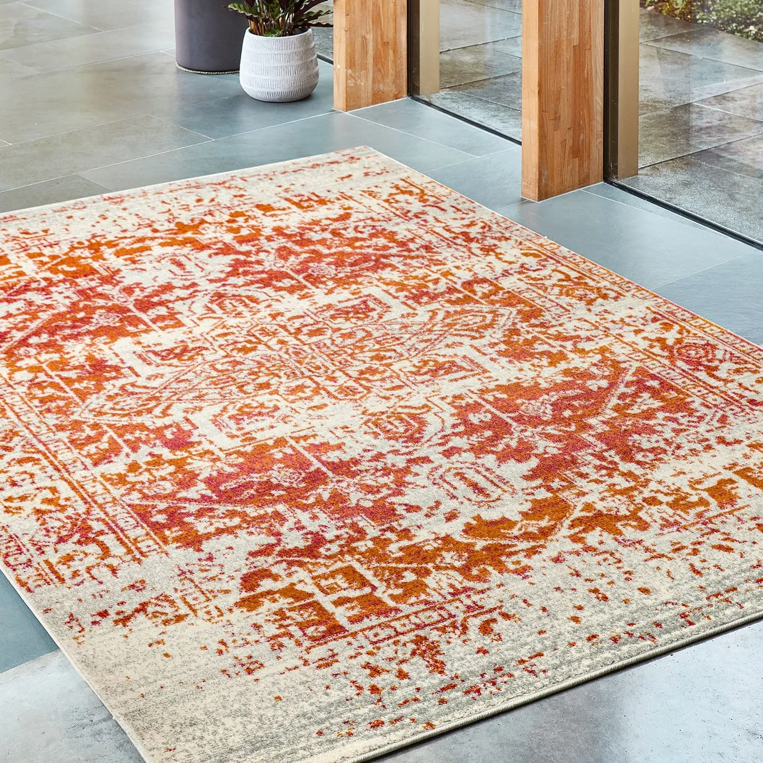 Antique Persian Style Rug - Orange