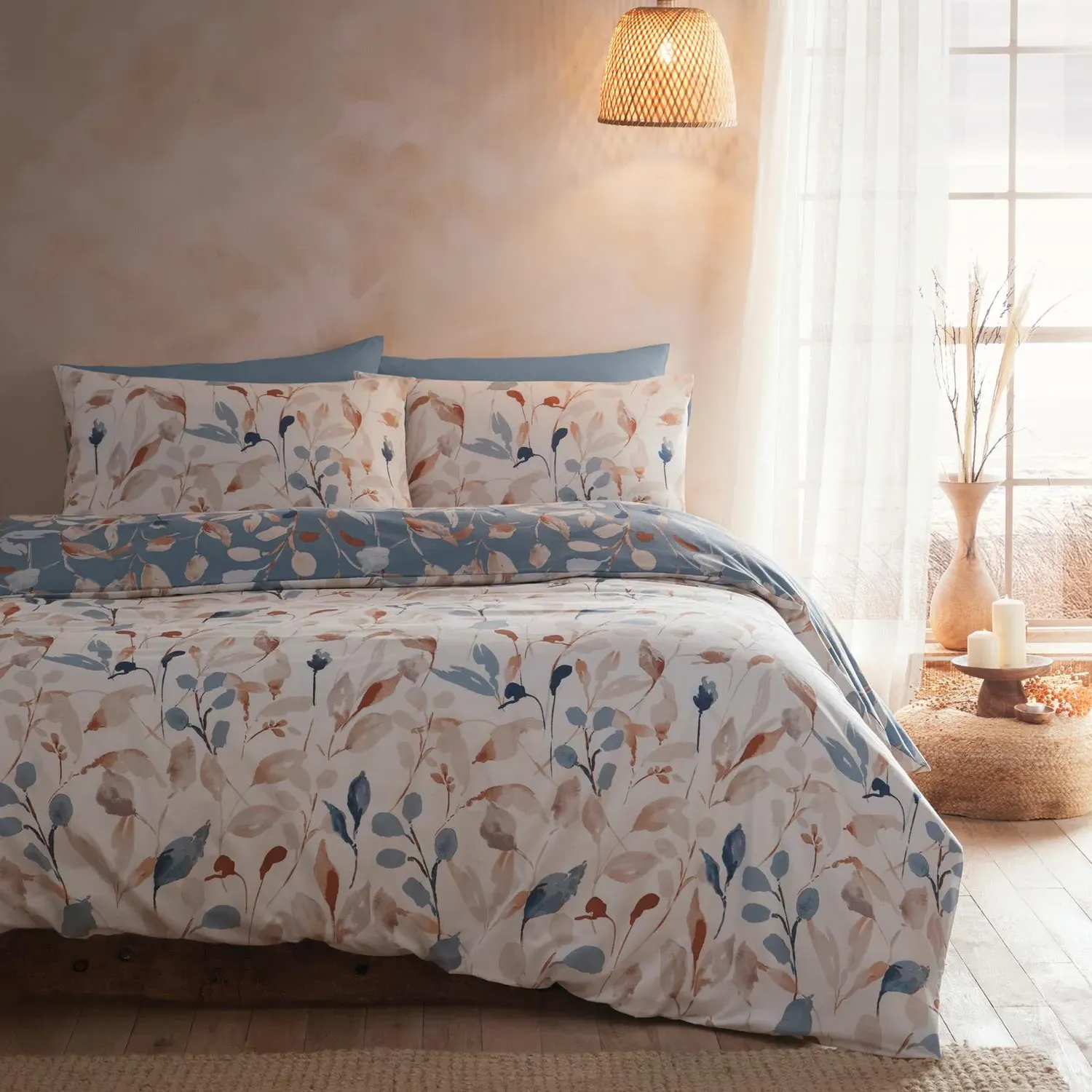 Anya Blue Leaf Single Duvet Set - Blue product