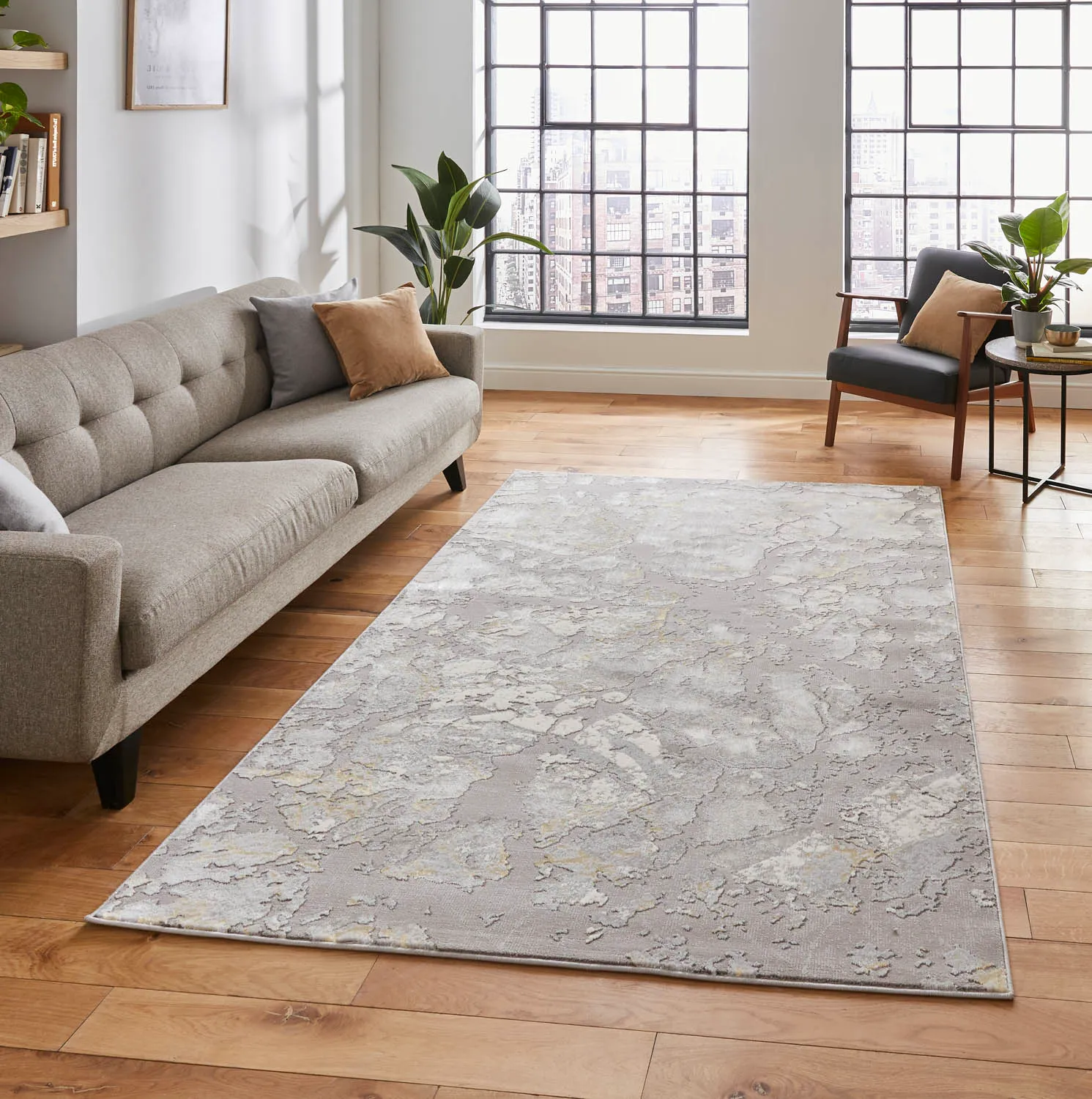 Abstract Rug with Dense Pile - Grey, Synthetic product