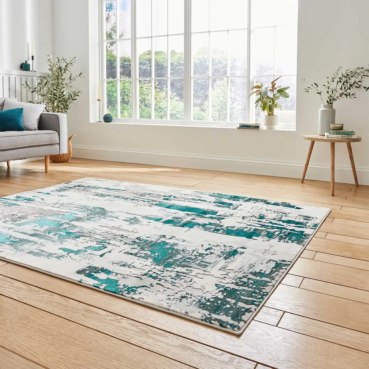 Abstract Rug with Soft Pile - Grey, Polypropylene alternate view