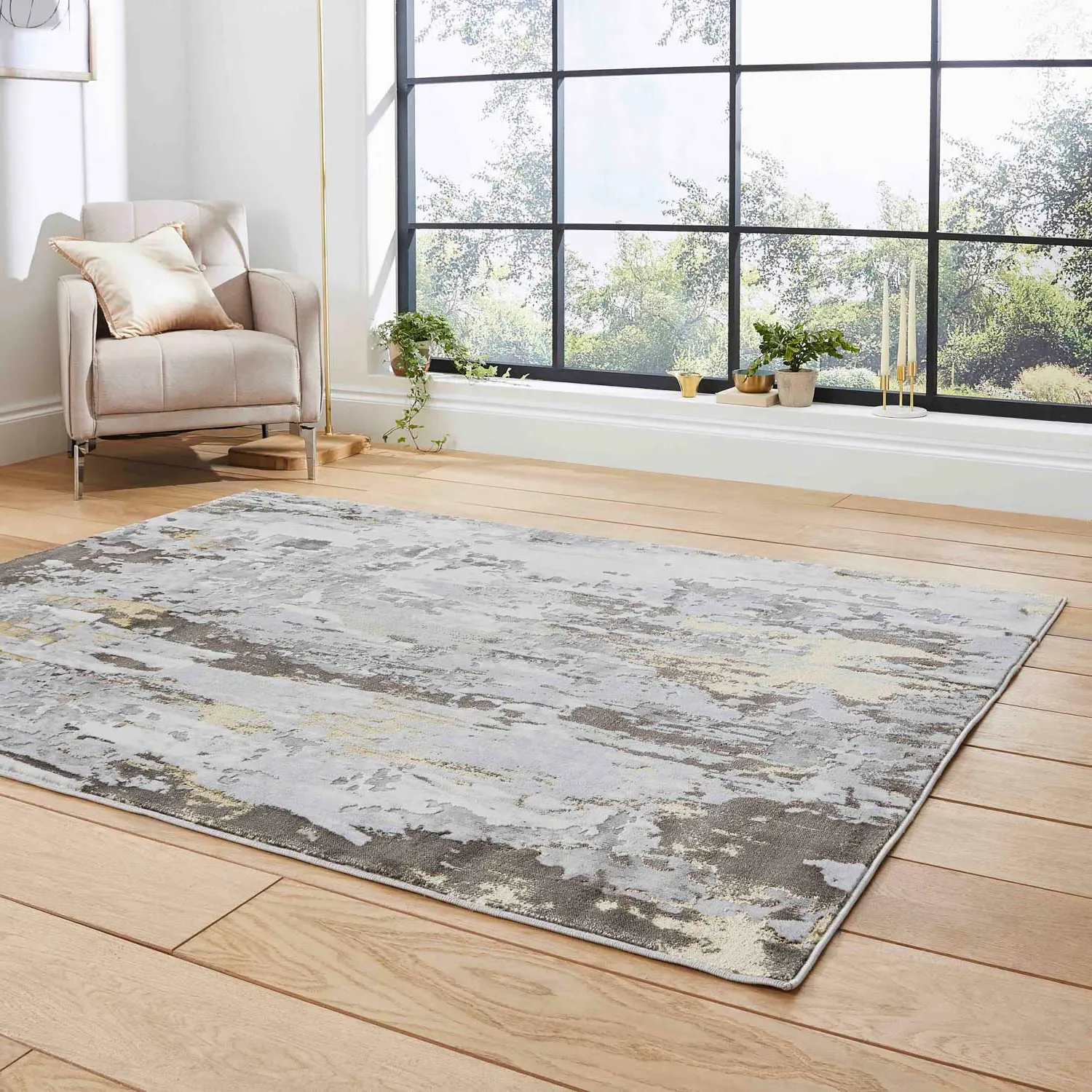 Abstract Rug with Contemporary Pattern - Grey alternate view