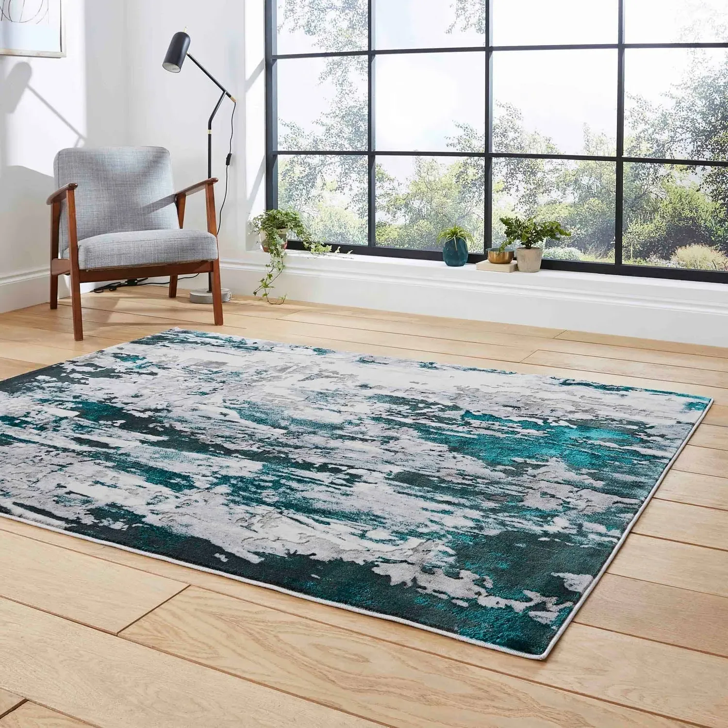 Abstract Rug with Soft Pile - Grey, Polypropylene by Julian Charles, image 2
