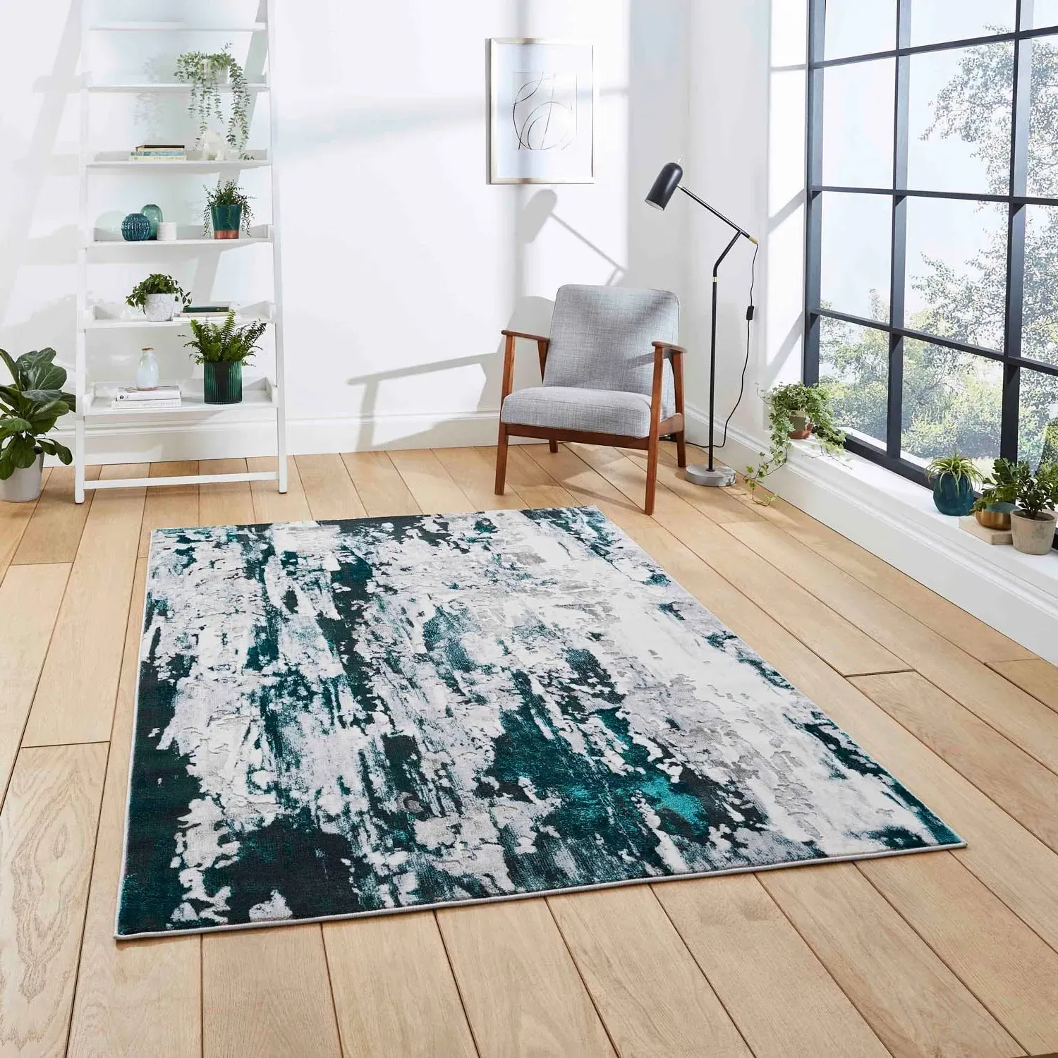 Abstract Rug with Soft Pile - Grey, Polypropylene product
