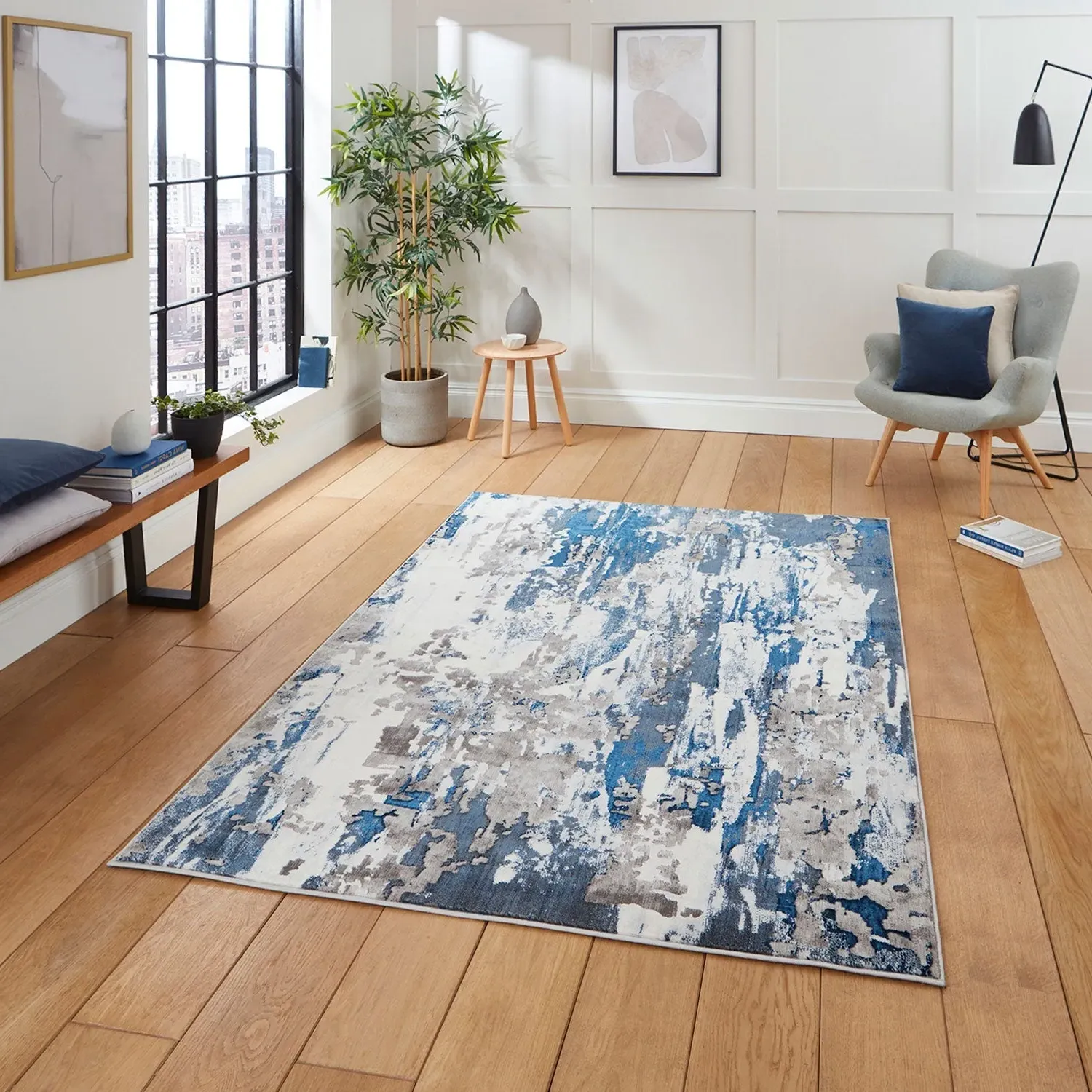 Abstract Rug Machine-Woven - Grey, Polypropylene product