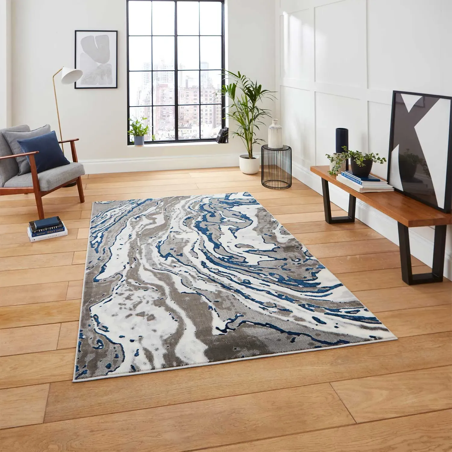 Abstract Rug Machine-Woven - Grey, Polypropylene product