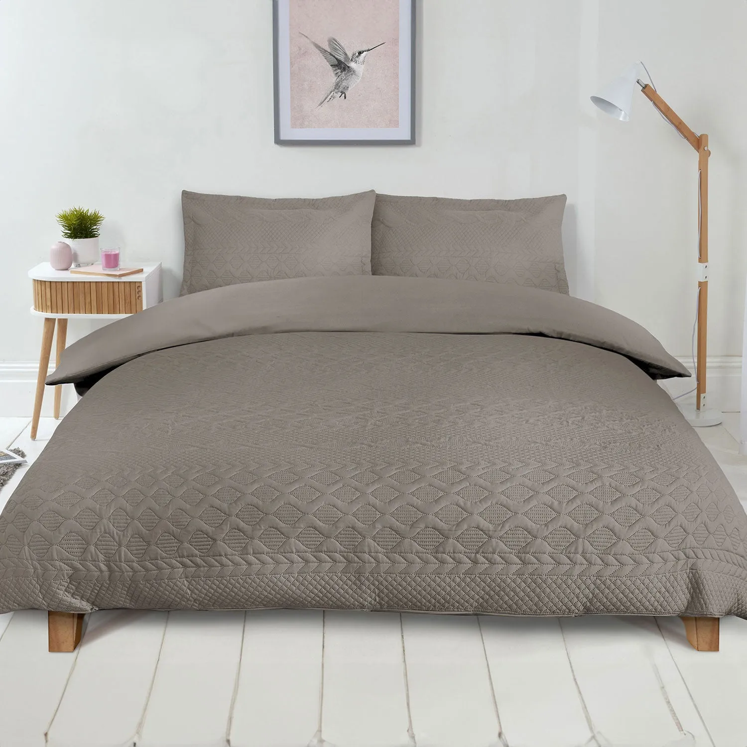 Single Duvet Set with Embroidery - Stone alternate view