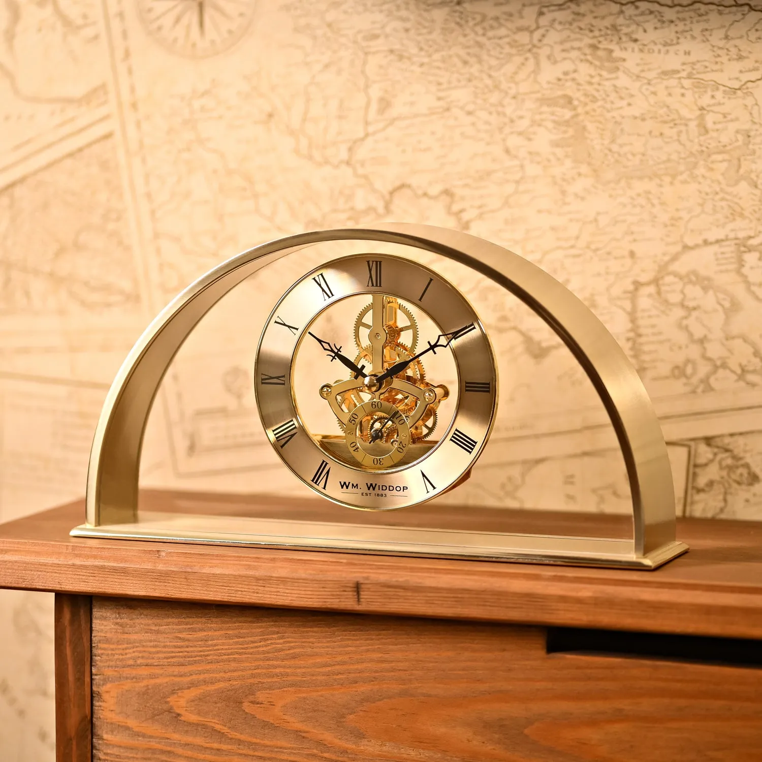 Arch Skeleton Mantel Clock - Gold, Glass image