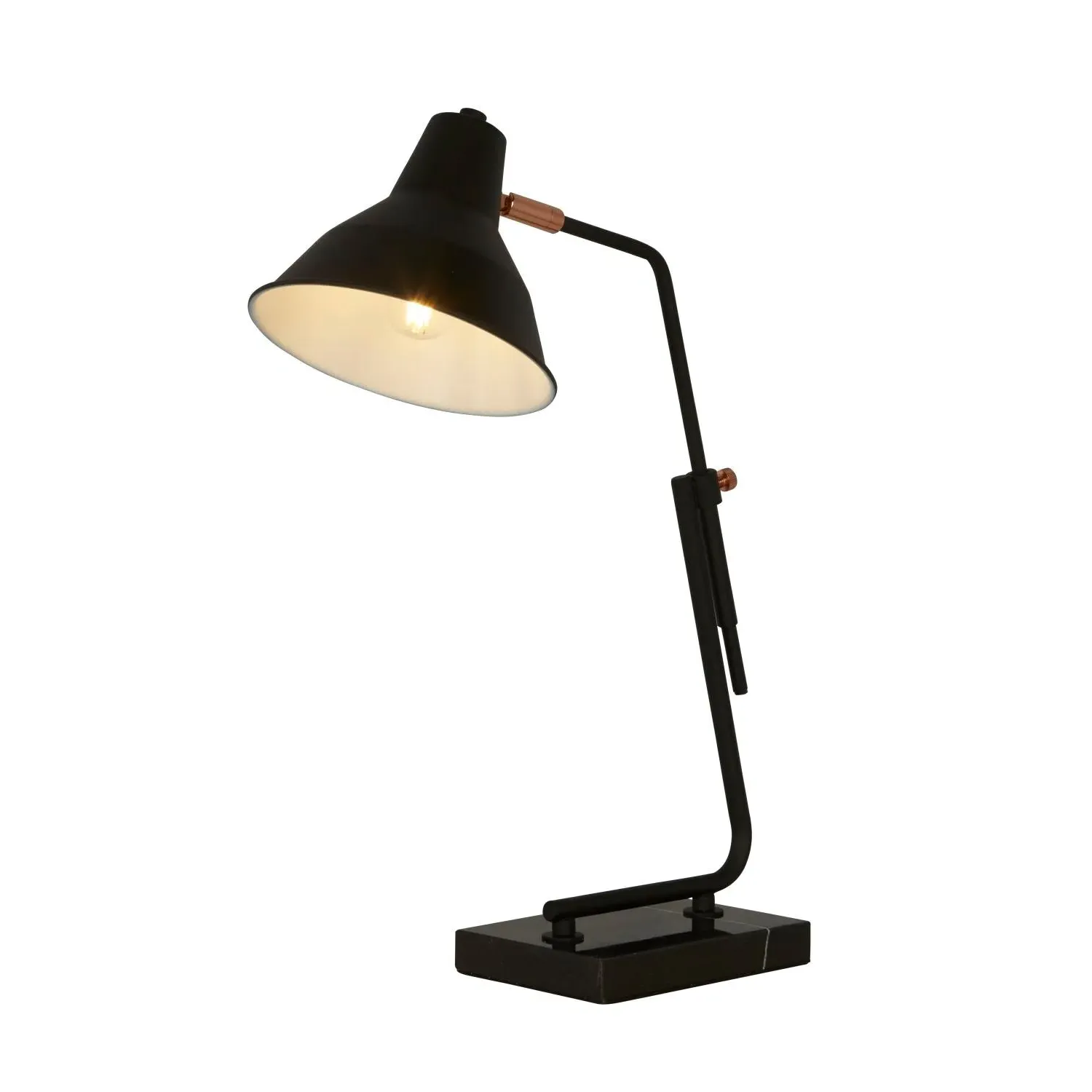 Arched Desk Lamp with Inner Shade - Black, Metal
