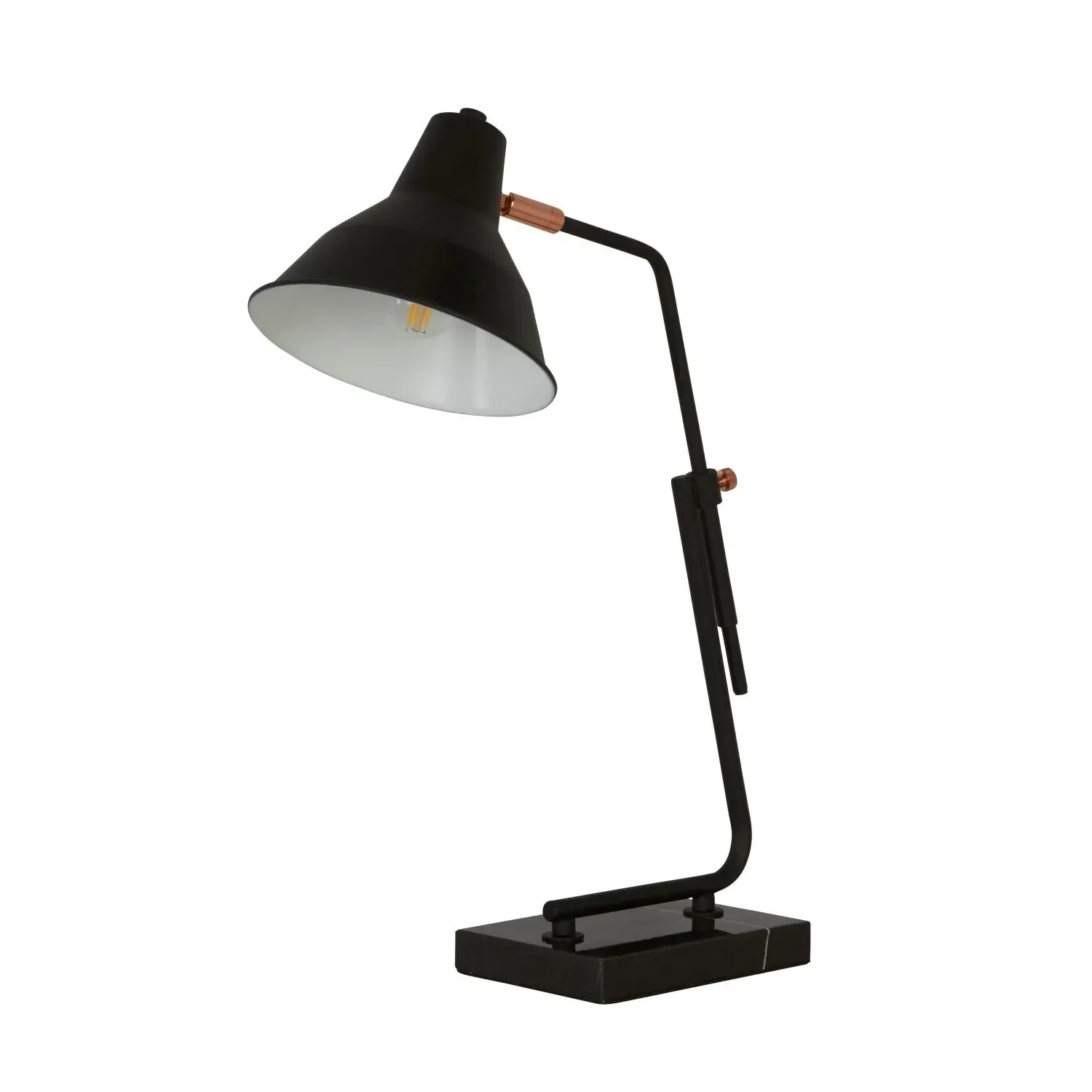 Arched Desk Lamp with Inner Shade - Black, Metal