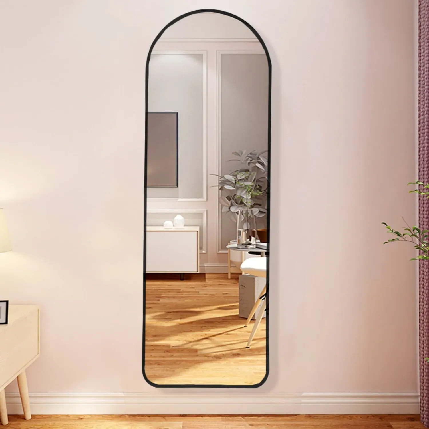 Arched Full Length Wall Mirror - Black, Metal product