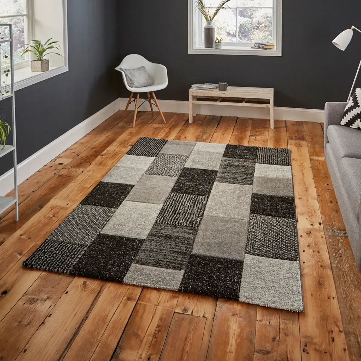 Area Rug Heat Set Frieze - Grey, Polypropylene