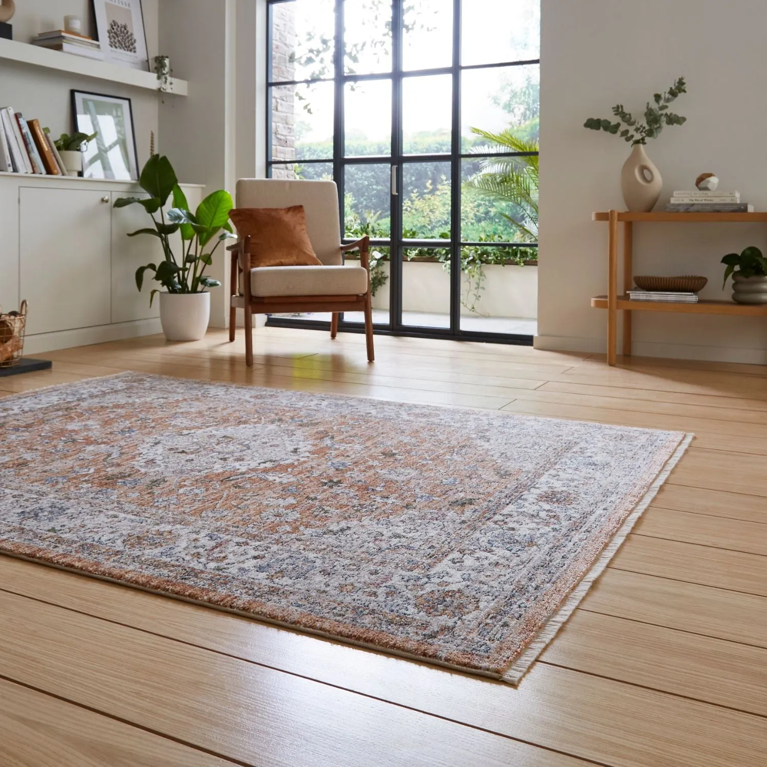 Area Rug Traditional Design - Orange, Polypropylene