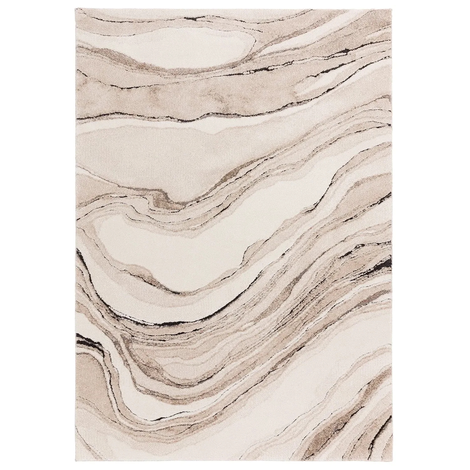 Area Rug with High-Low Pile - Cream