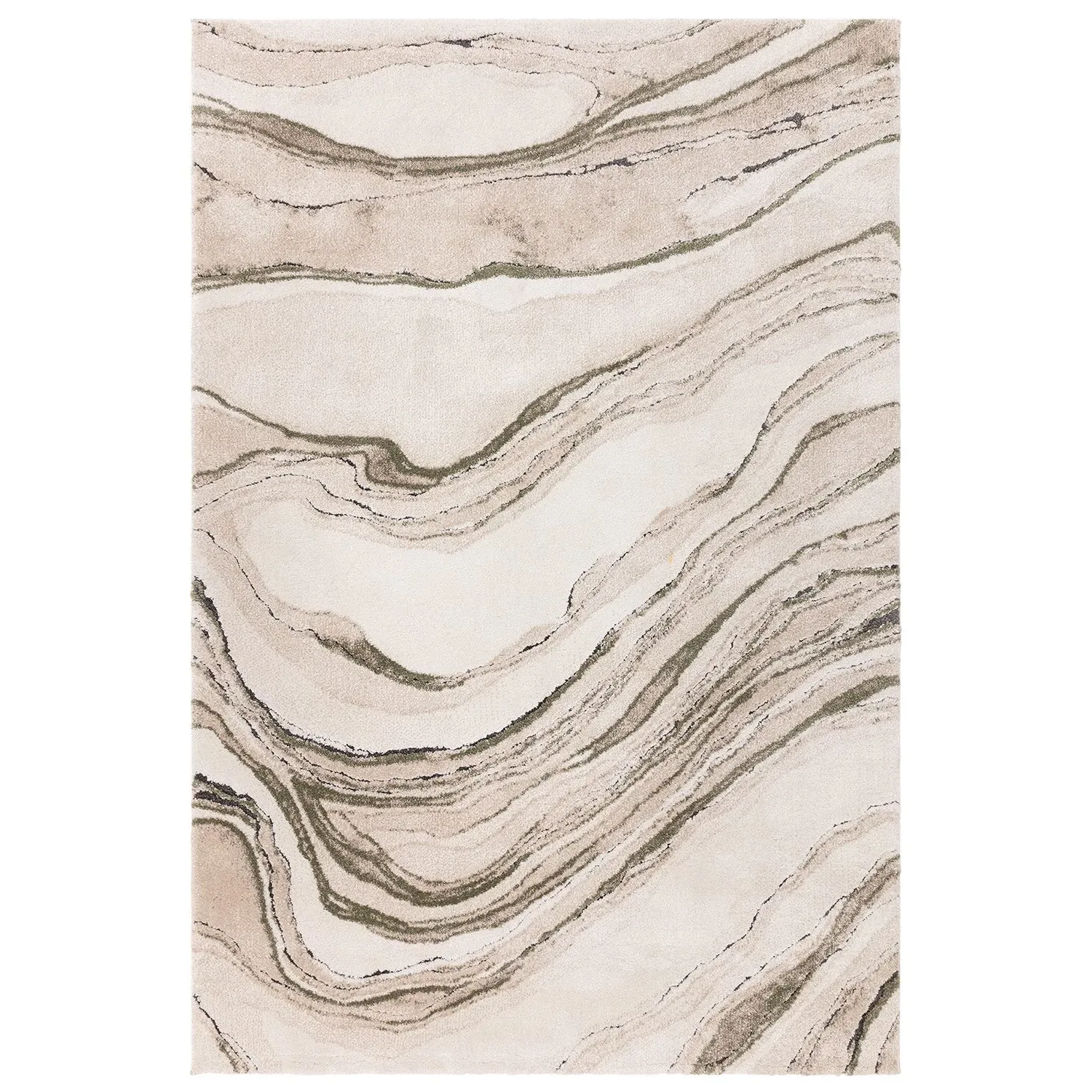 Area Rug with High-Low Pile - Green