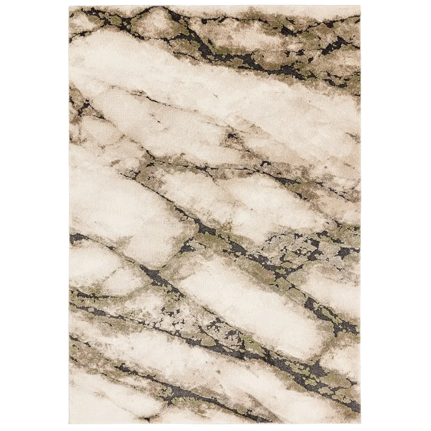 Area Rug with High-Low Pile - Green