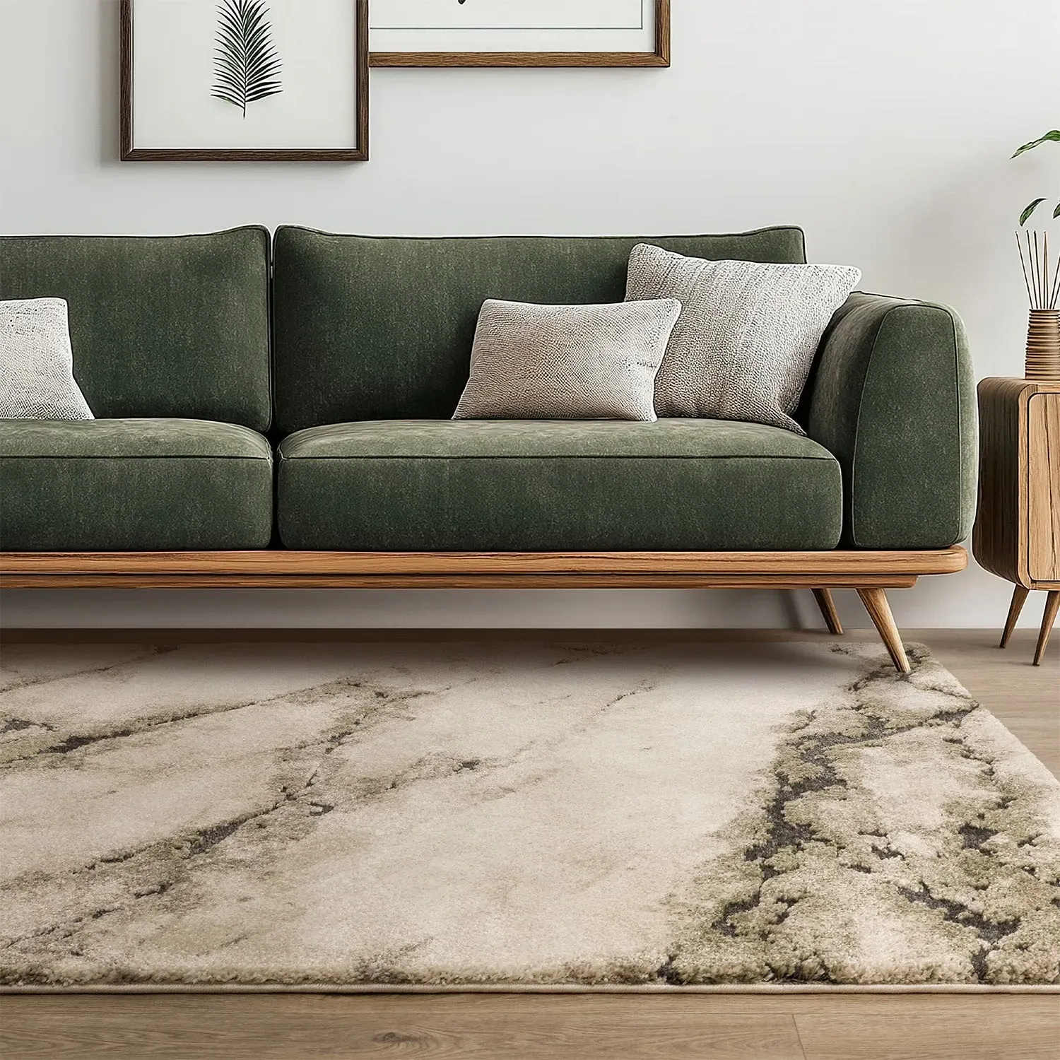 Area Rug with High-Low Pile - Green image