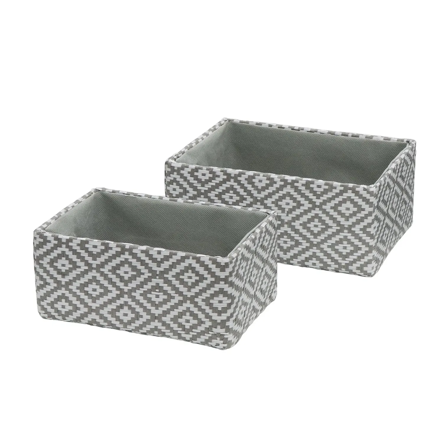 Argyle Set of 2 Rectangular Paper Storage Baskets - Grey product