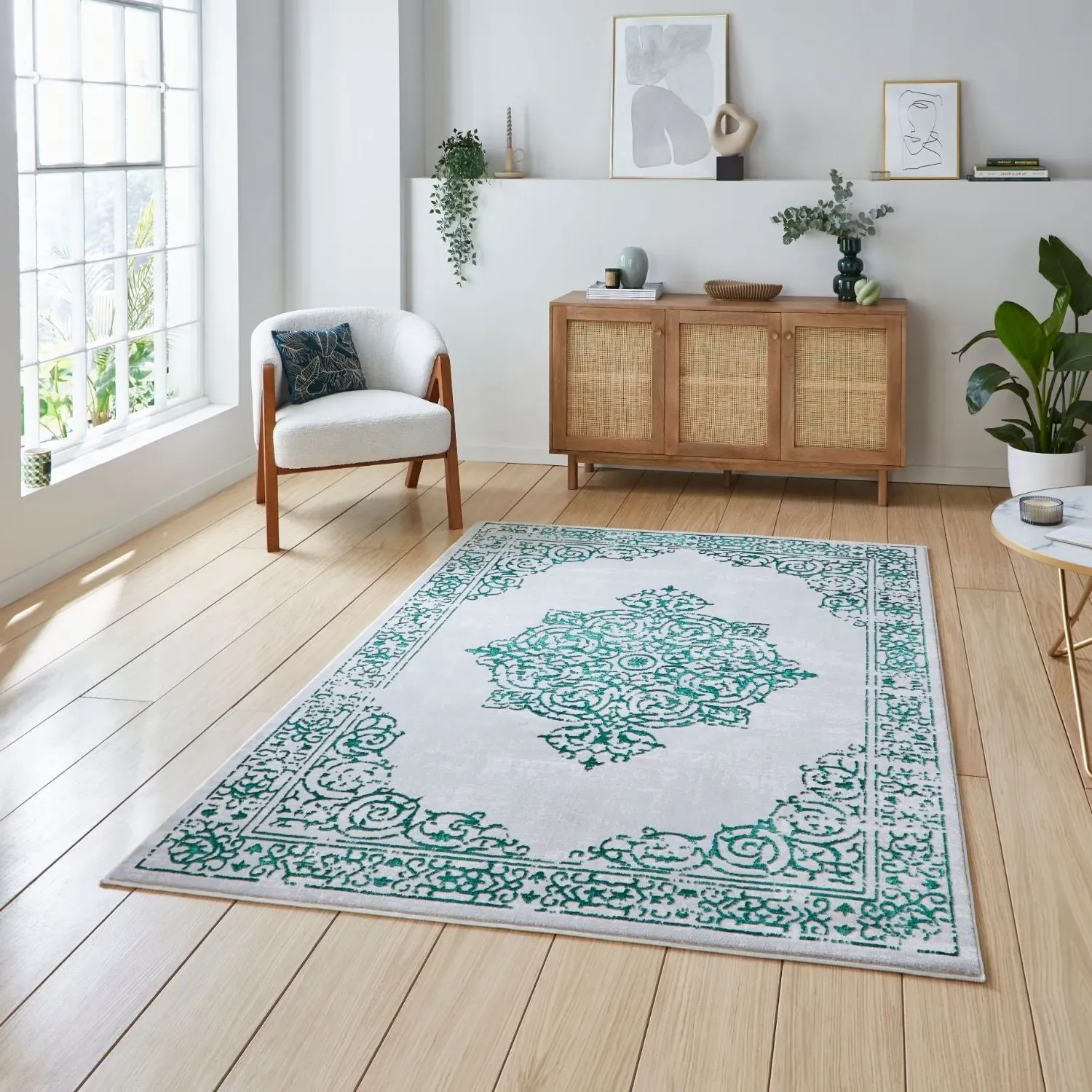 Artemis B9076A Vintage Rug - Green, Silver product