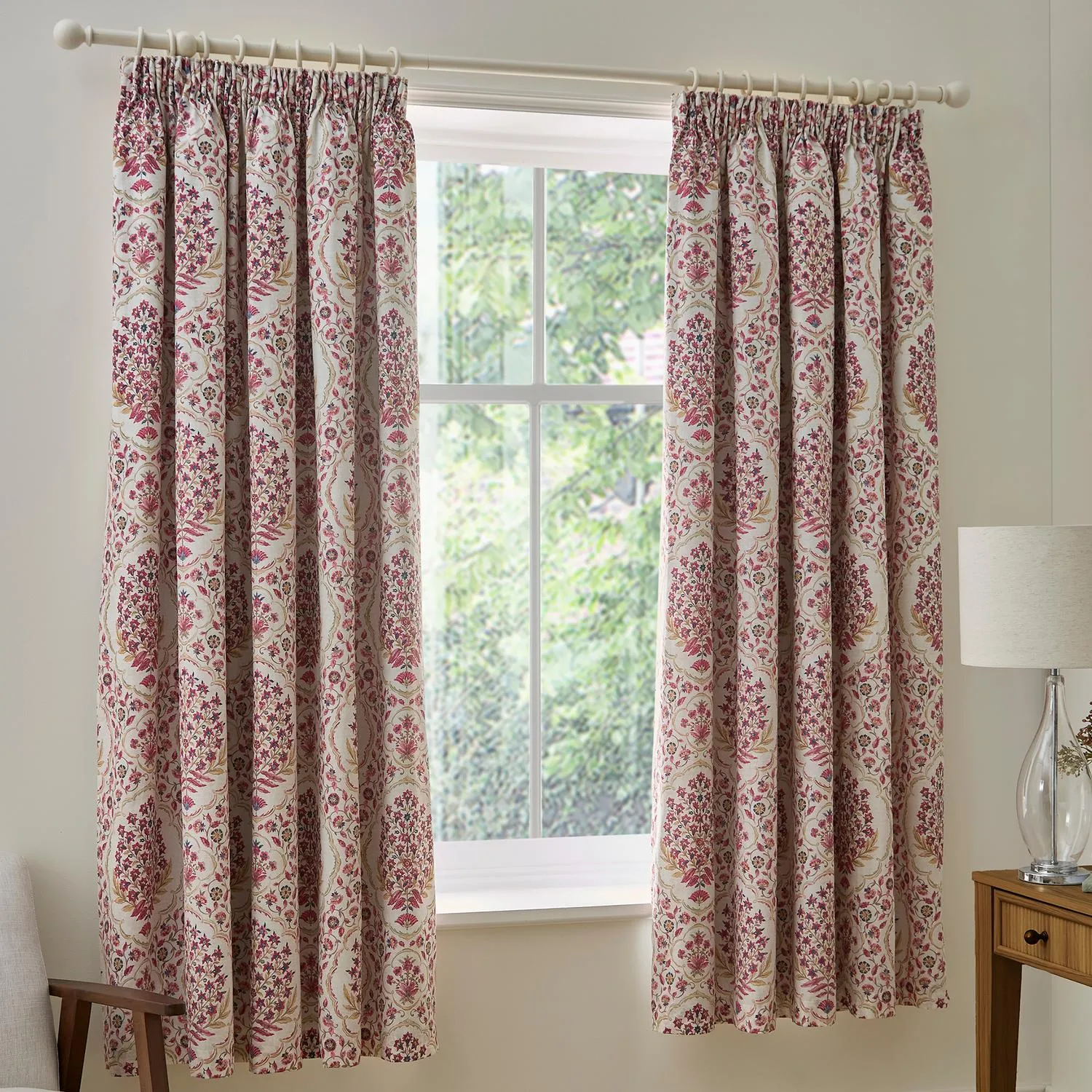 Ashmead Berry Pencil Pleat Curtains - Red by Julian Charles