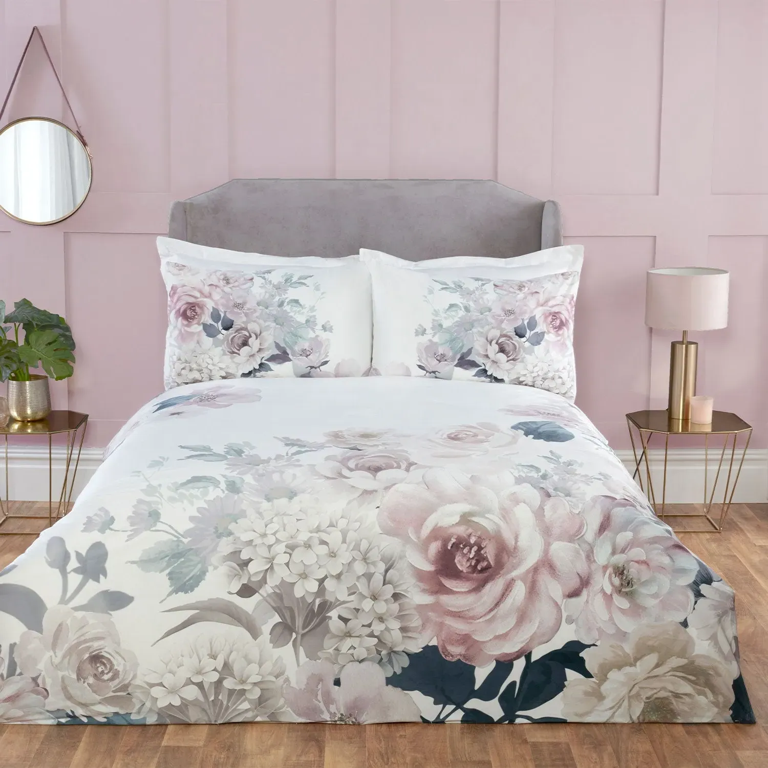 Athena Floral King Size Duvet Set - Multi, Velvet by Julian Charles