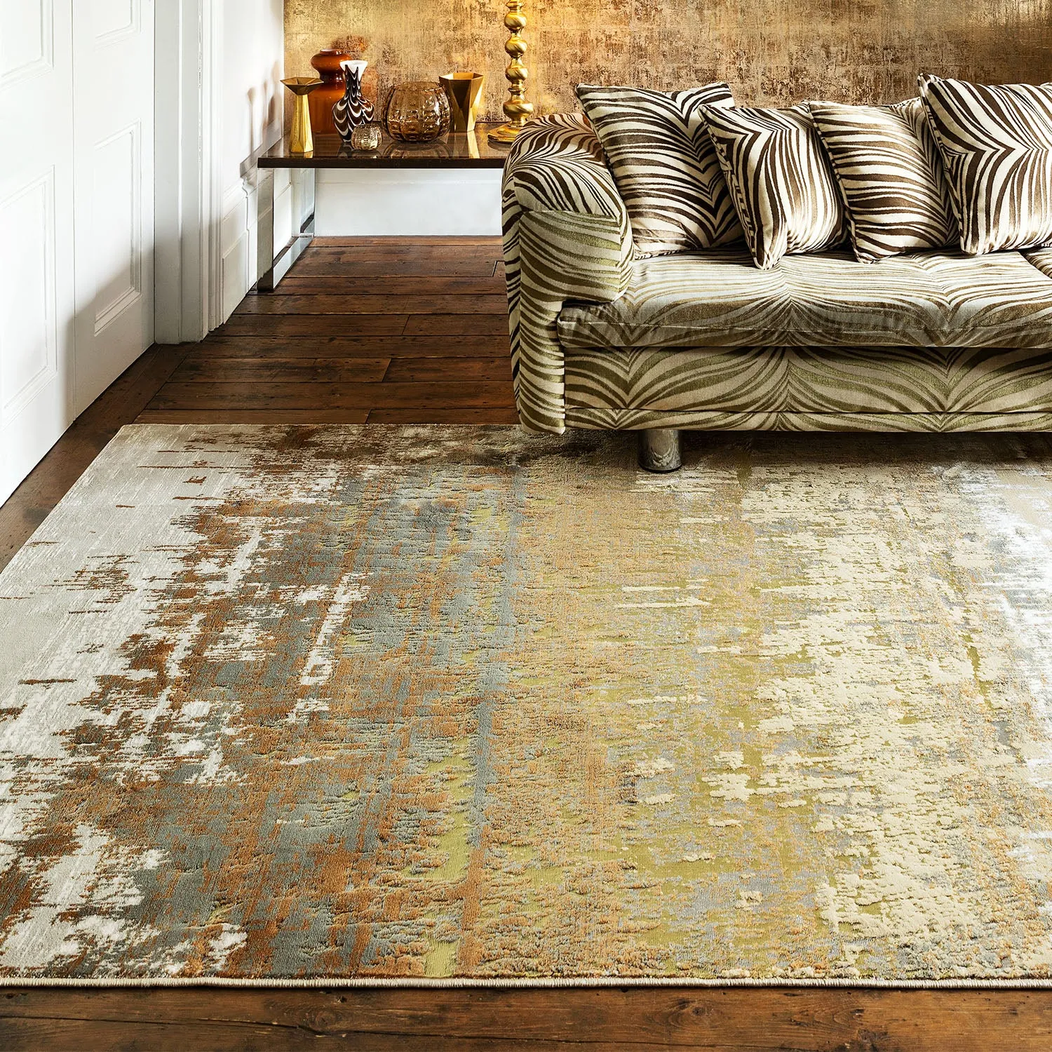 120x170cm Area Rug with Metallic Accents - Gold alternate view