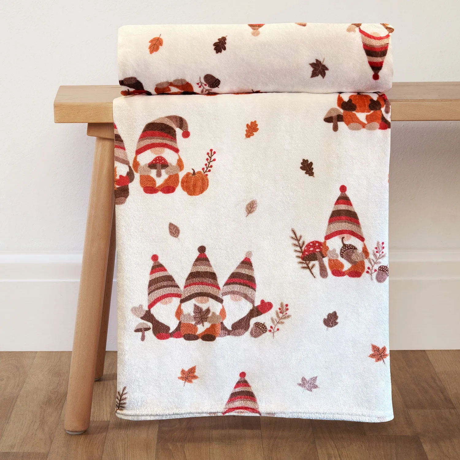 Autumn Gonks Printed Fleece Throw - Multi by Julian Charles