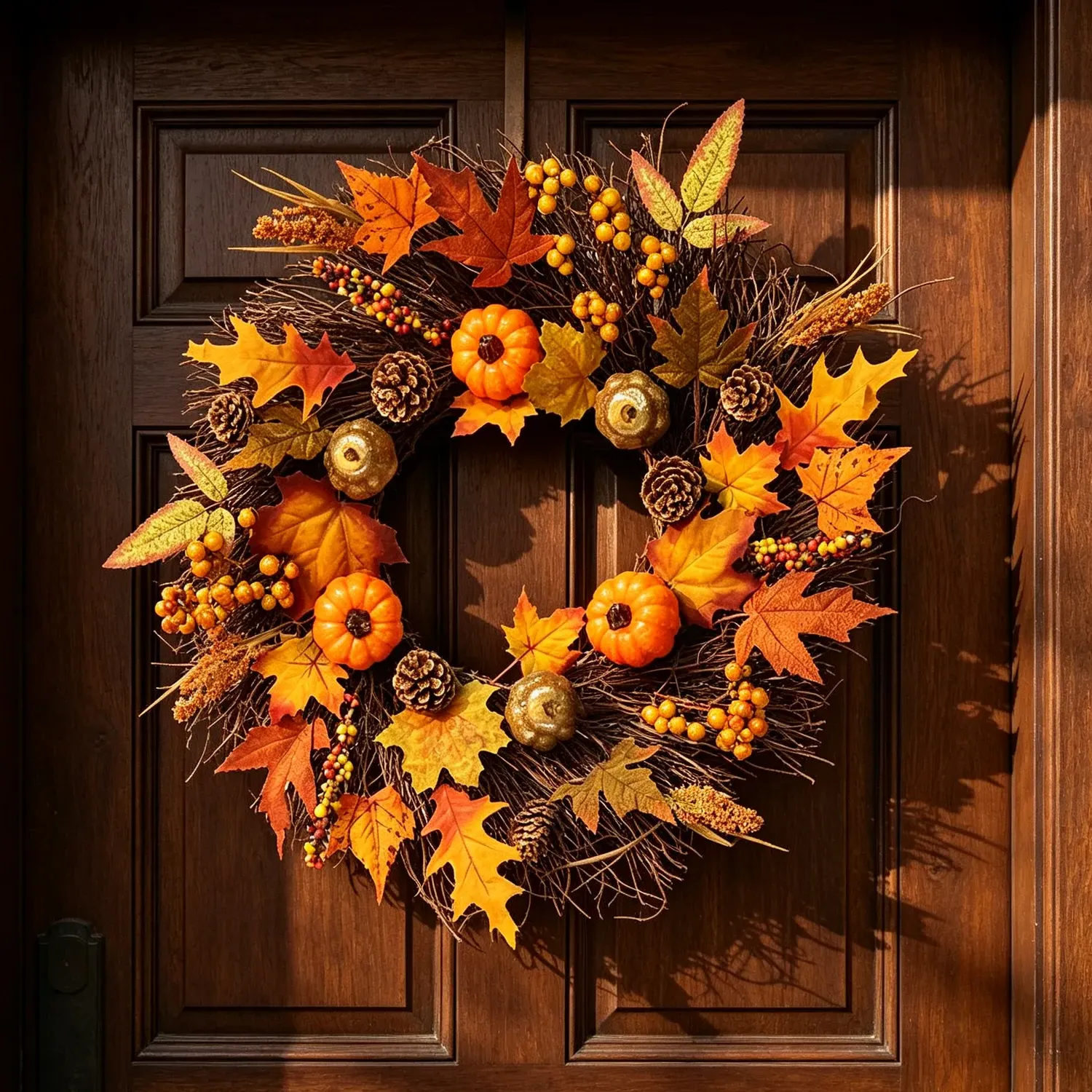 Autumn Harvest Pumpkin Door Wreath - Orange by Julian Charles, image 2