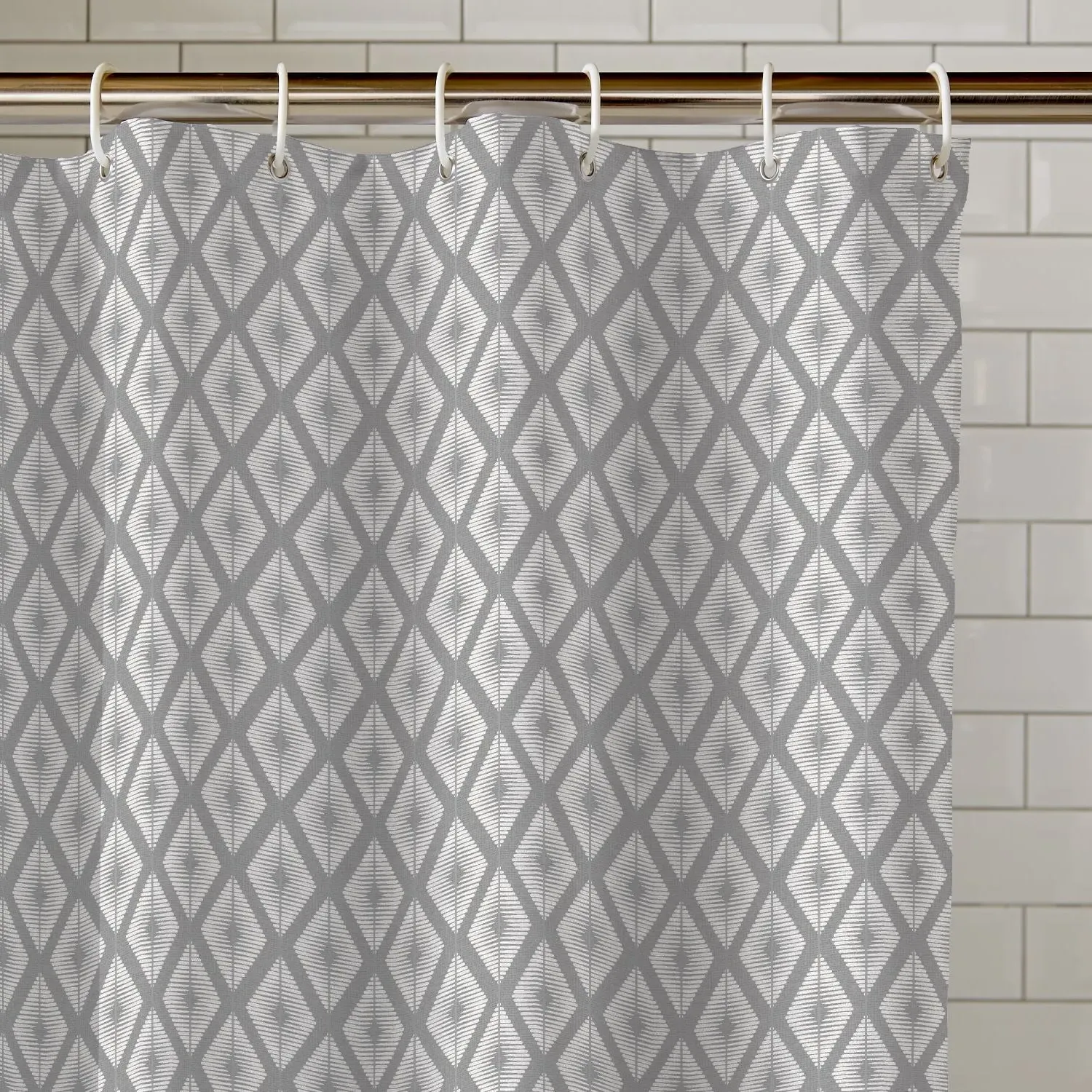 Aztec Diamond Shower Curtain - Grey, Polyester image