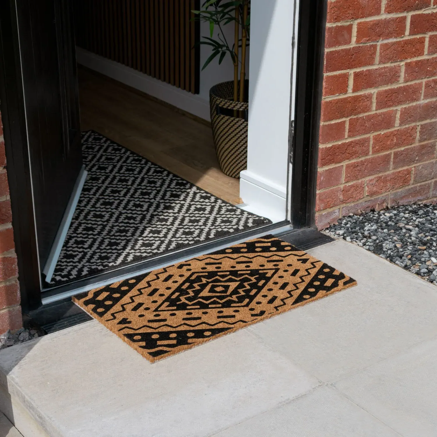 Aztec Latex Backed Coir Entrance Doormat - Brown alternate view