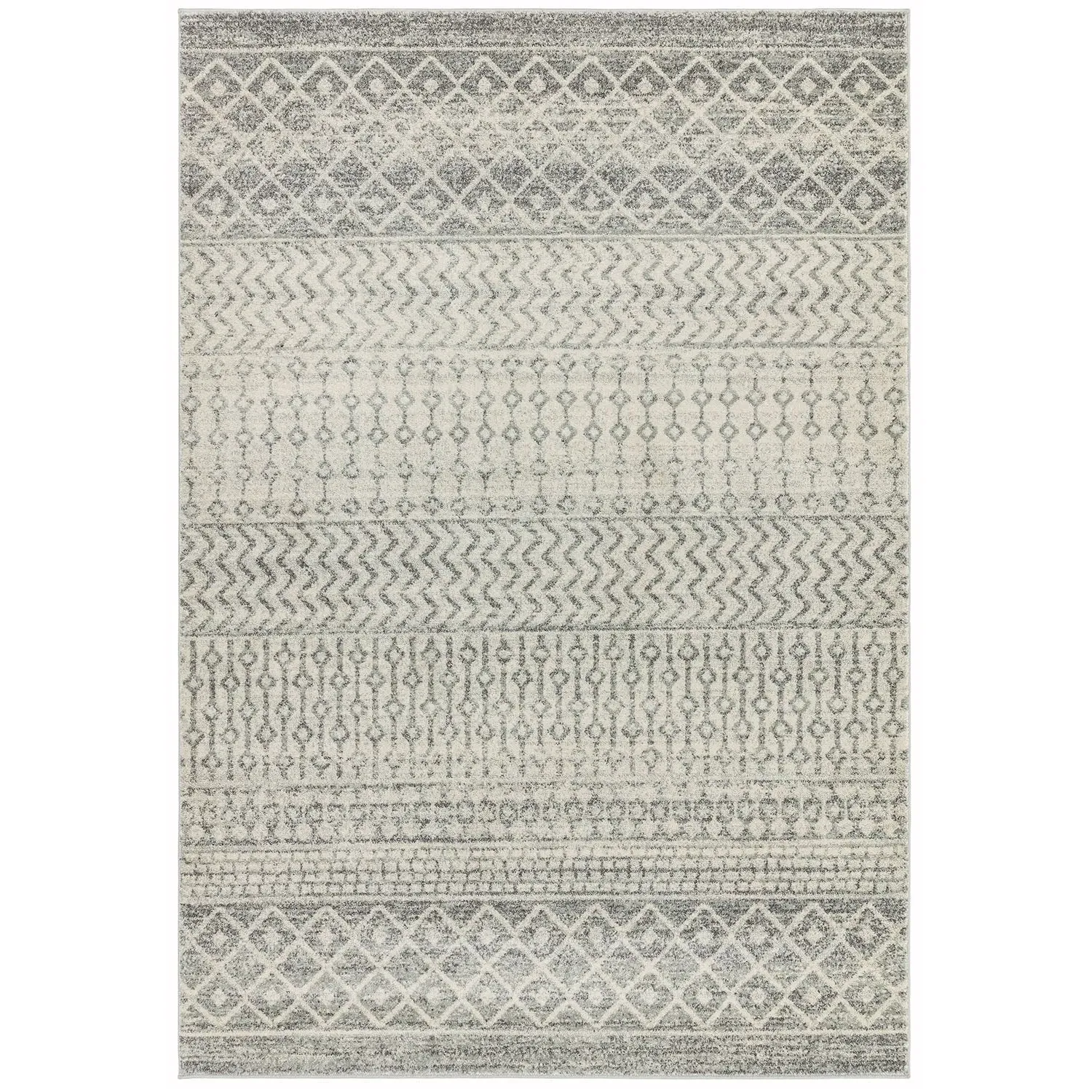 Aztec Rug with Tribal Pattern - Grey